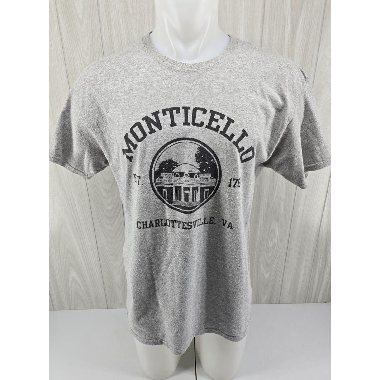 Gildan VINTAGE Monticello Charlottesville VA Gray T Shirt Large Gildan Men Short Sleeve Crew Neck Graphic Print Shirt Size US L / EU 52-54 / 3 - 2 Thumbnail