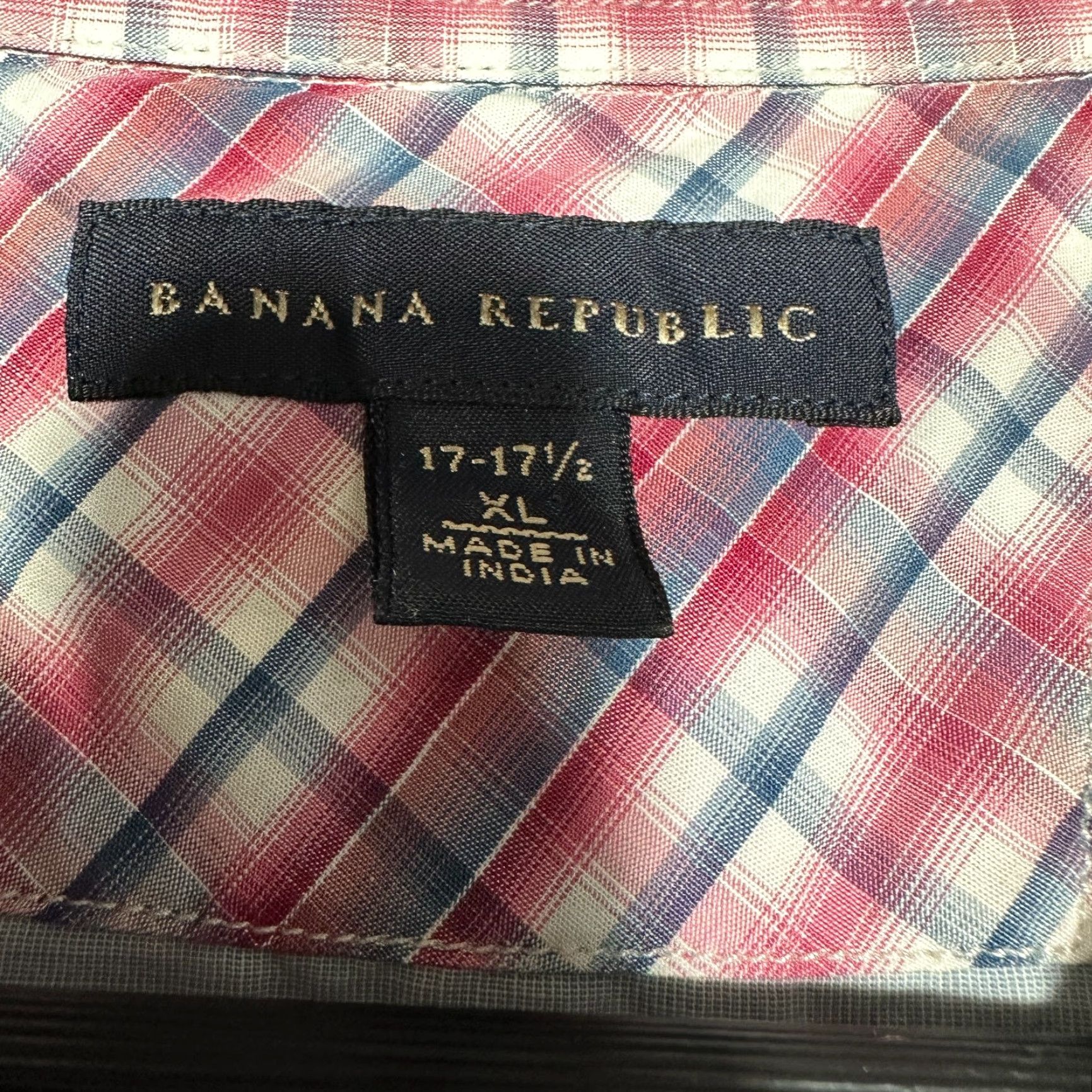 Banana Republic Banana Republic Shirt Mens XL Raspberry Plaid Cotton Button Up Pockets Size US XL / EU 56 / 4 - 6 Thumbnail