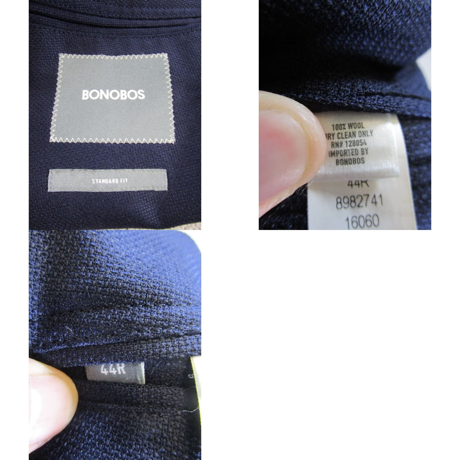 Bonobos Bonobos Blazer Mens 44R Blue Wool Single-Breasted Jacket Coat, 2 Piece, Solid, Regular Fit, Wool Blazer, Blue Mens 44R Size 44R - 8 Thumbnail