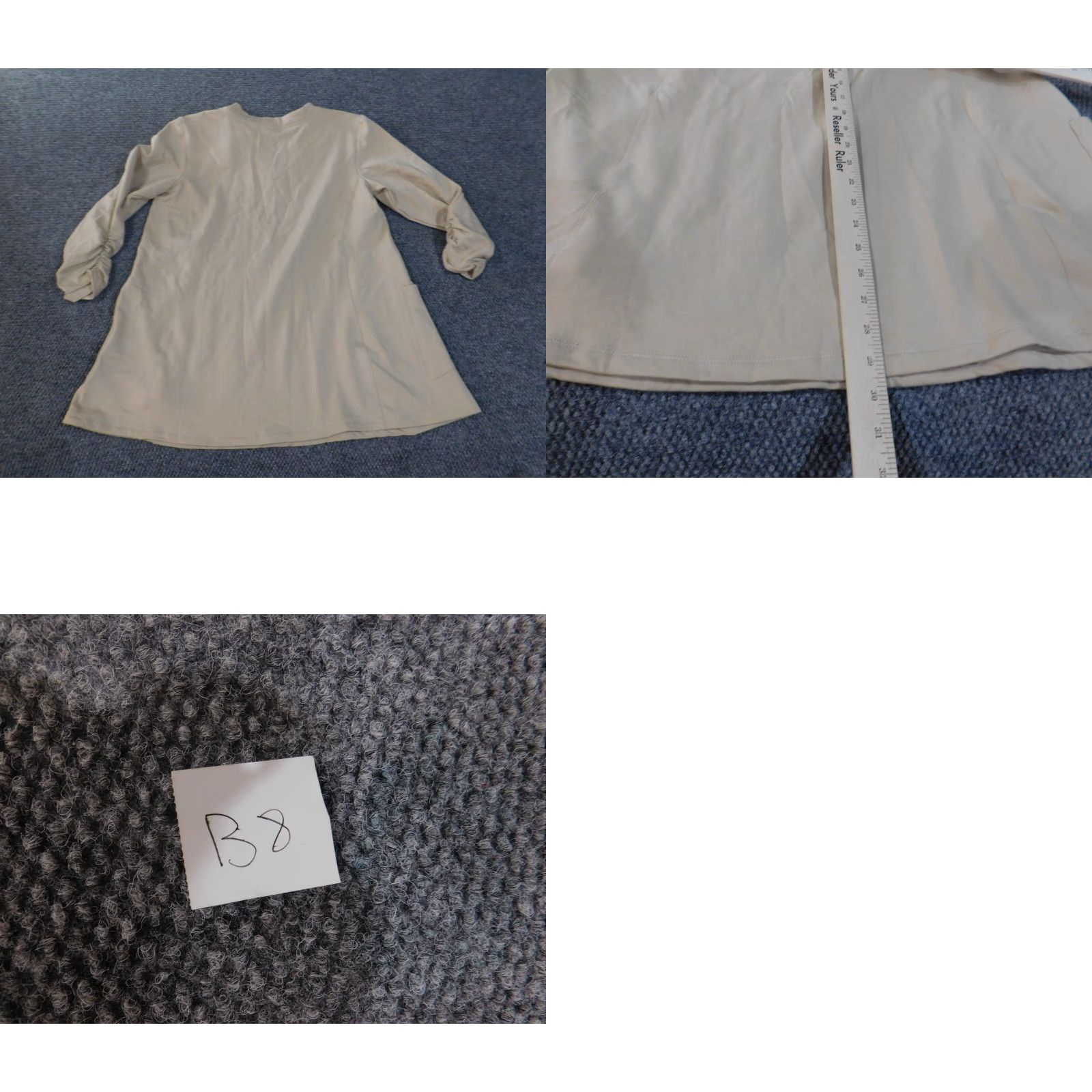Vintage Susan Graver Blouse Tunic Shirt Womens L Beige Knit Stretch V-Neck Pullover Casual Pockets Cotton Polyester Spandex Knit Short for Spring Summer Size L / US 10 / IT 46 - 9 Thumbnail