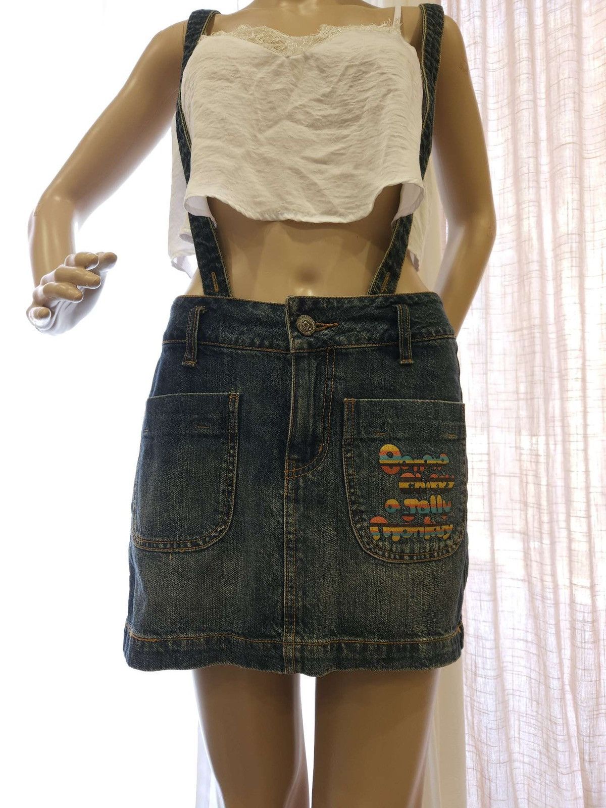 Vintage 1990sVintage Suspender Skirt By Banana Chippy A Jolly Monkey Size 30" / US 8 / IT 44 - 3 Thumbnail