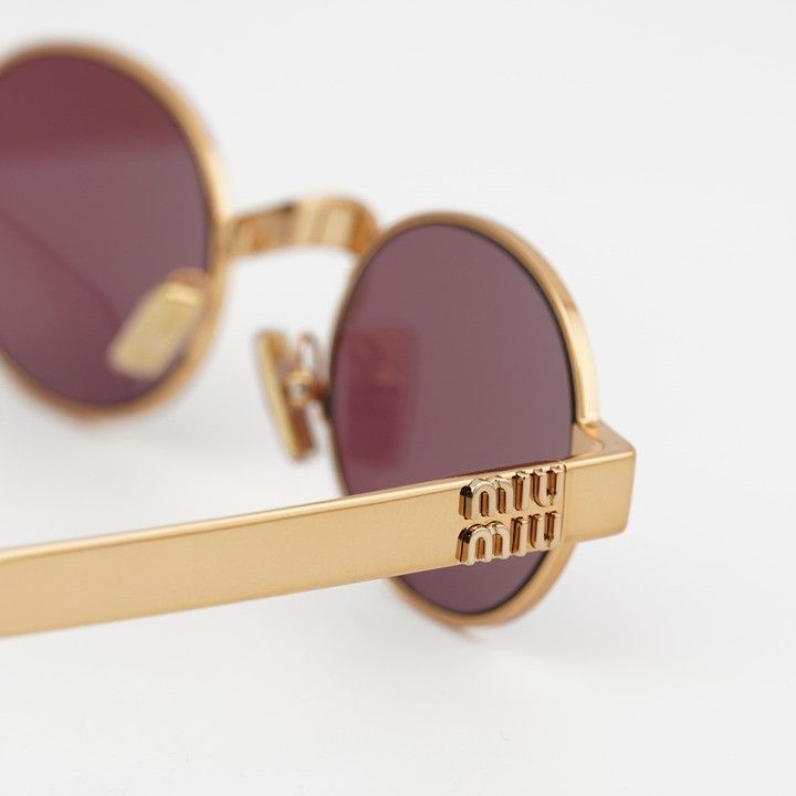 Miu Miu Miu Miu MUB51S 7OE30Y Sunglasses Brass Oval Frame Size ONE SIZE - 7 Thumbnail