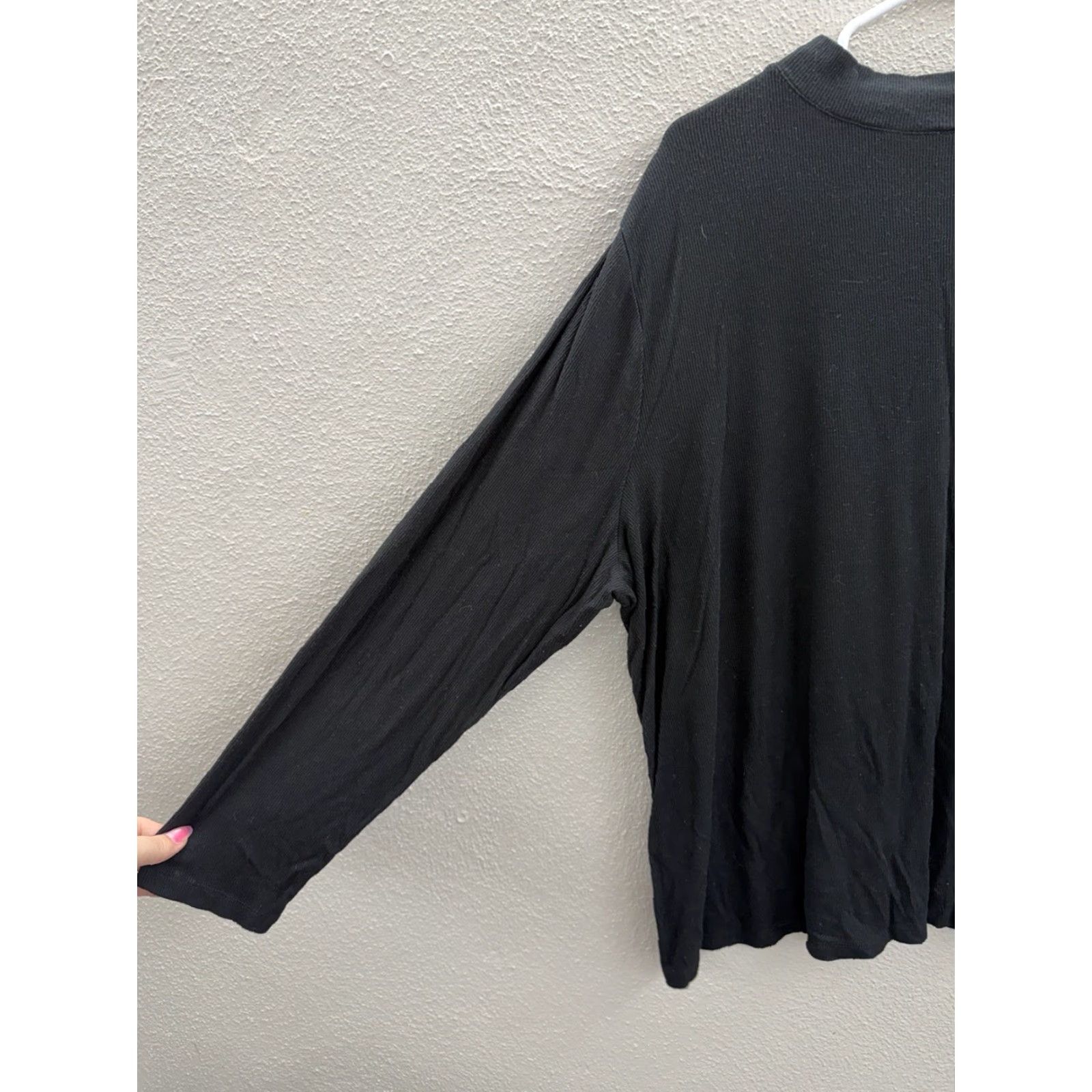 Vintage Ava and Viv Shirt Womens 3X Black Ribbed Long Sleeve Mock Neck Size XXL / US 16-18 / IT 52-54 - 2 Thumbnail