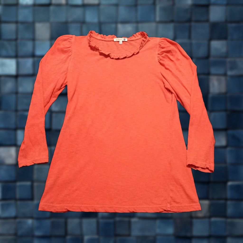 Sundry Sundry Womens 0X Plus Long Sleeve Shirt Solid Orange Round Neck Pullover Size XS / US 0-2 / IT 36-38 - 1 Thumbnail