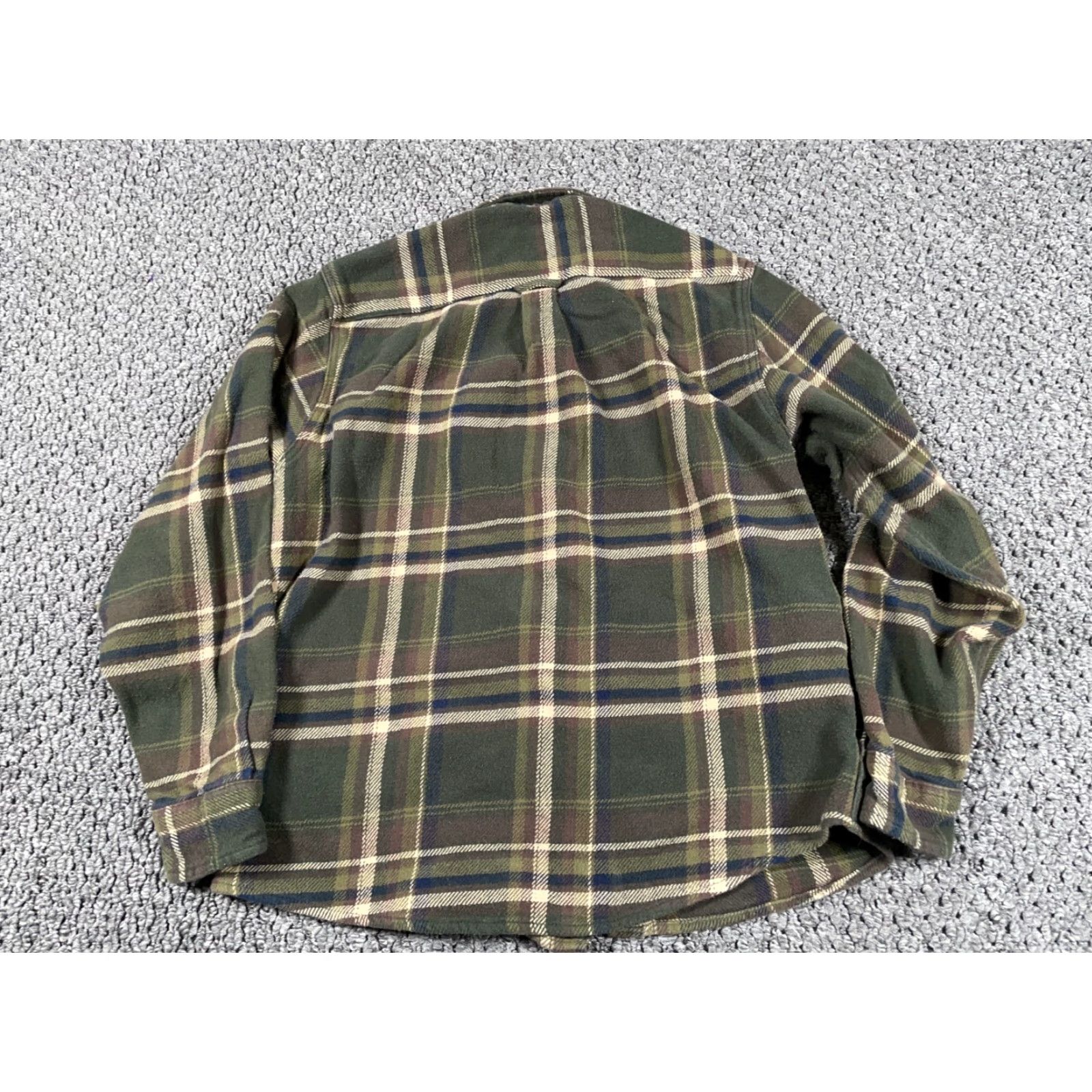 Orvis Orvis Flannel Shirt Jacket Men's Medium Olive Green Plaid Shacket Distressed, Heavyweight, Pockets, Button-Up, 90s Grunge Retro Casual Workwear Size US M / EU 48-50 / 2 - 2 Thumbnail