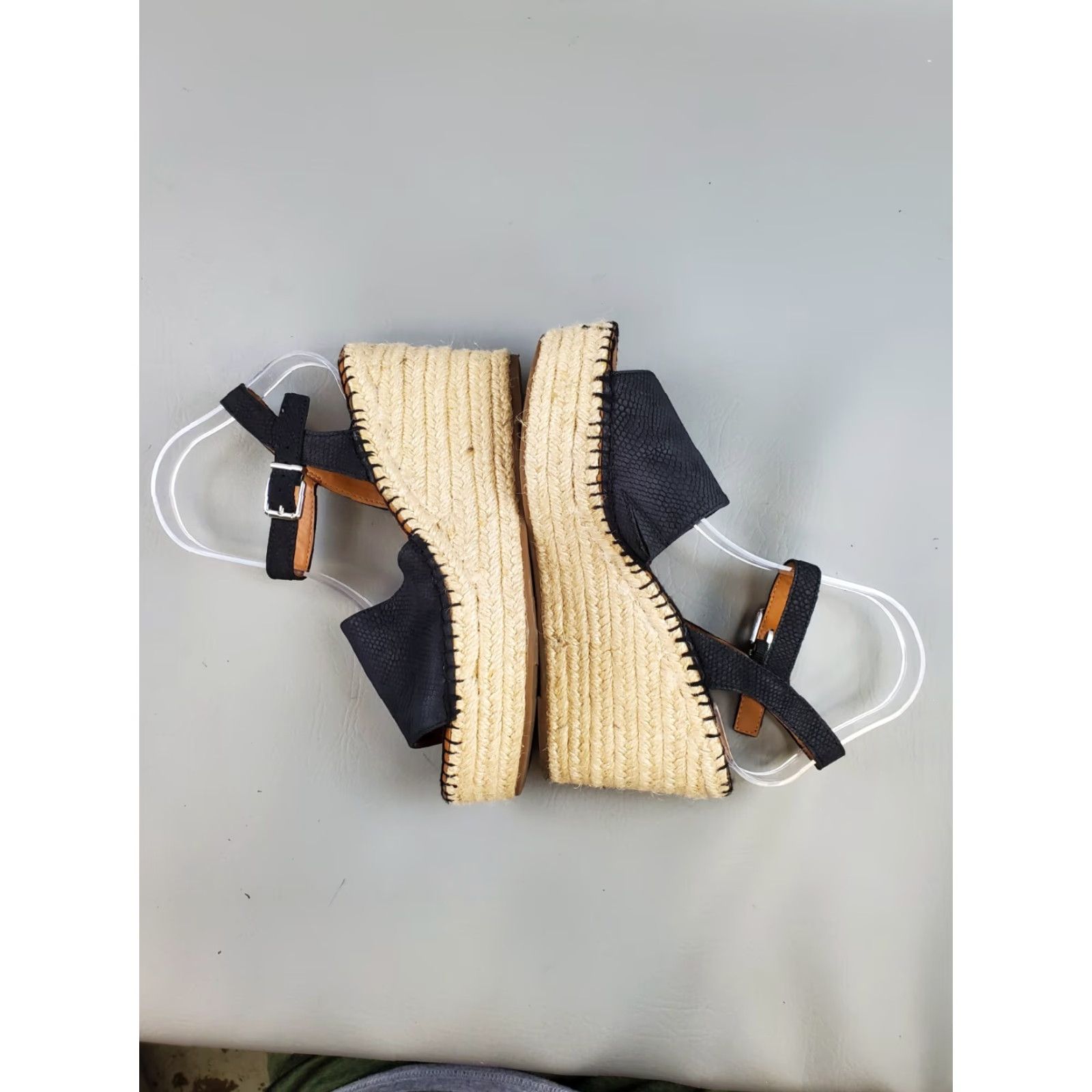 Franco Sarto Franco Sarto Takara Wedge Platform Sandals Women's Size 8.5 Black Snake Print Sandals Platform Wedge Ankle Strap Black Snake Print Size US 9 / IT 39 - 6 Thumbnail