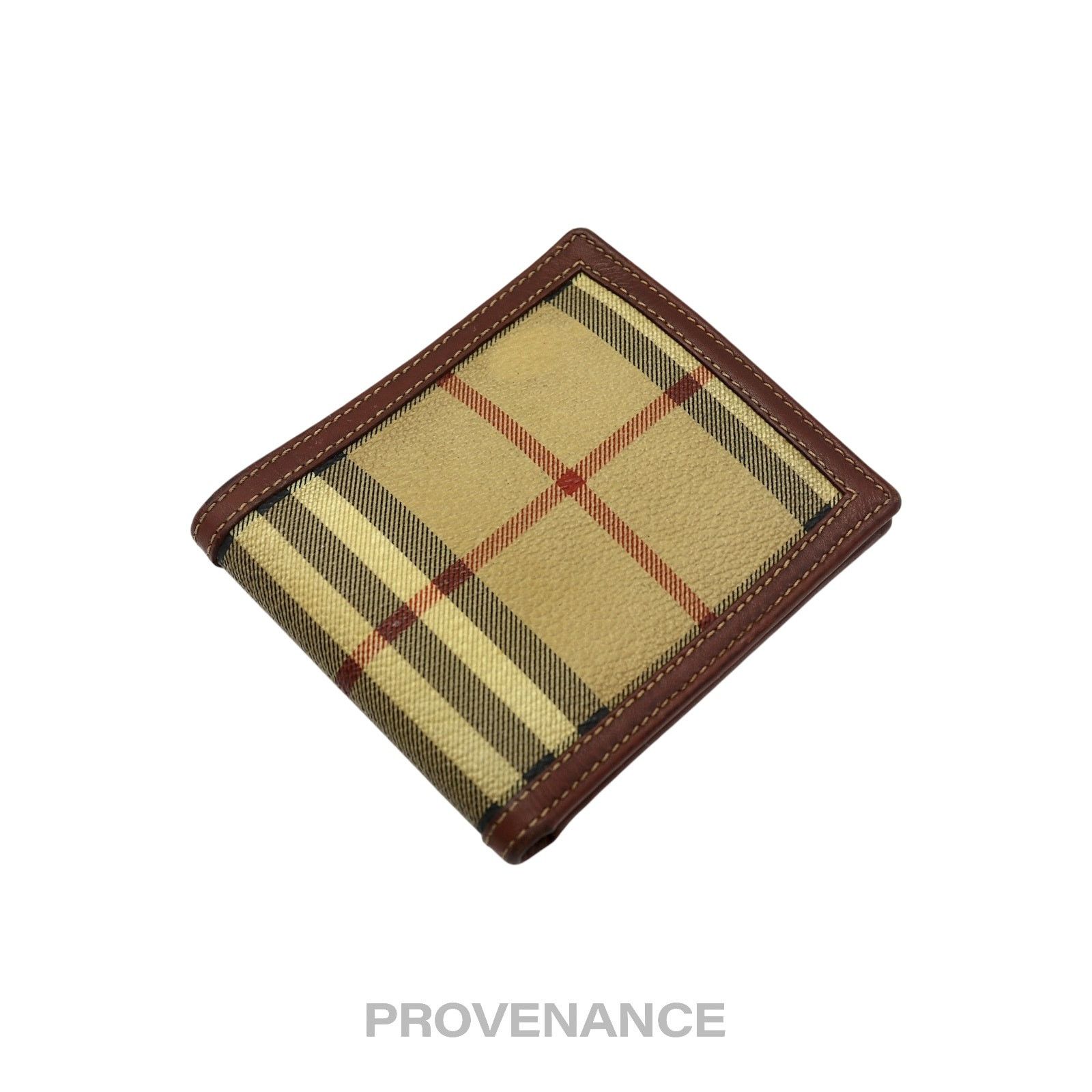 Burberry 🔴 Burberry Bifold Wallet - Haymarket Check Brown Size ONE SIZE - 3 Thumbnail