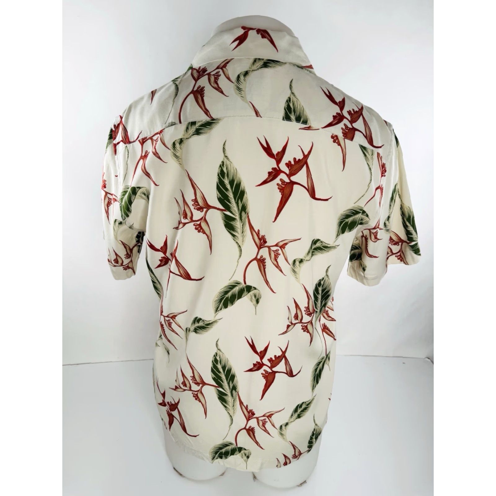 Sandro Sandro Paris - Floral Hawaiian Aloha Mens S Shirt - Floral - Hawaiian - S - Beige / Green / Red - Short Sleeve - Button-Up - EXCELLENT - Mens Size US S / EU 44-46 / 1 - 3 Thumbnail