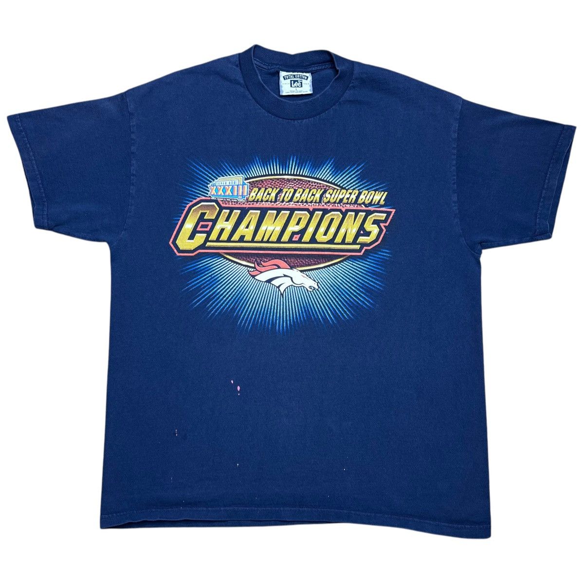 NFL × Vintage 90s NFL Denver Broncos Back To Back Super Bowl Champions Tee Size US L / EU 52-54 / 3 - 1 Thumbnail