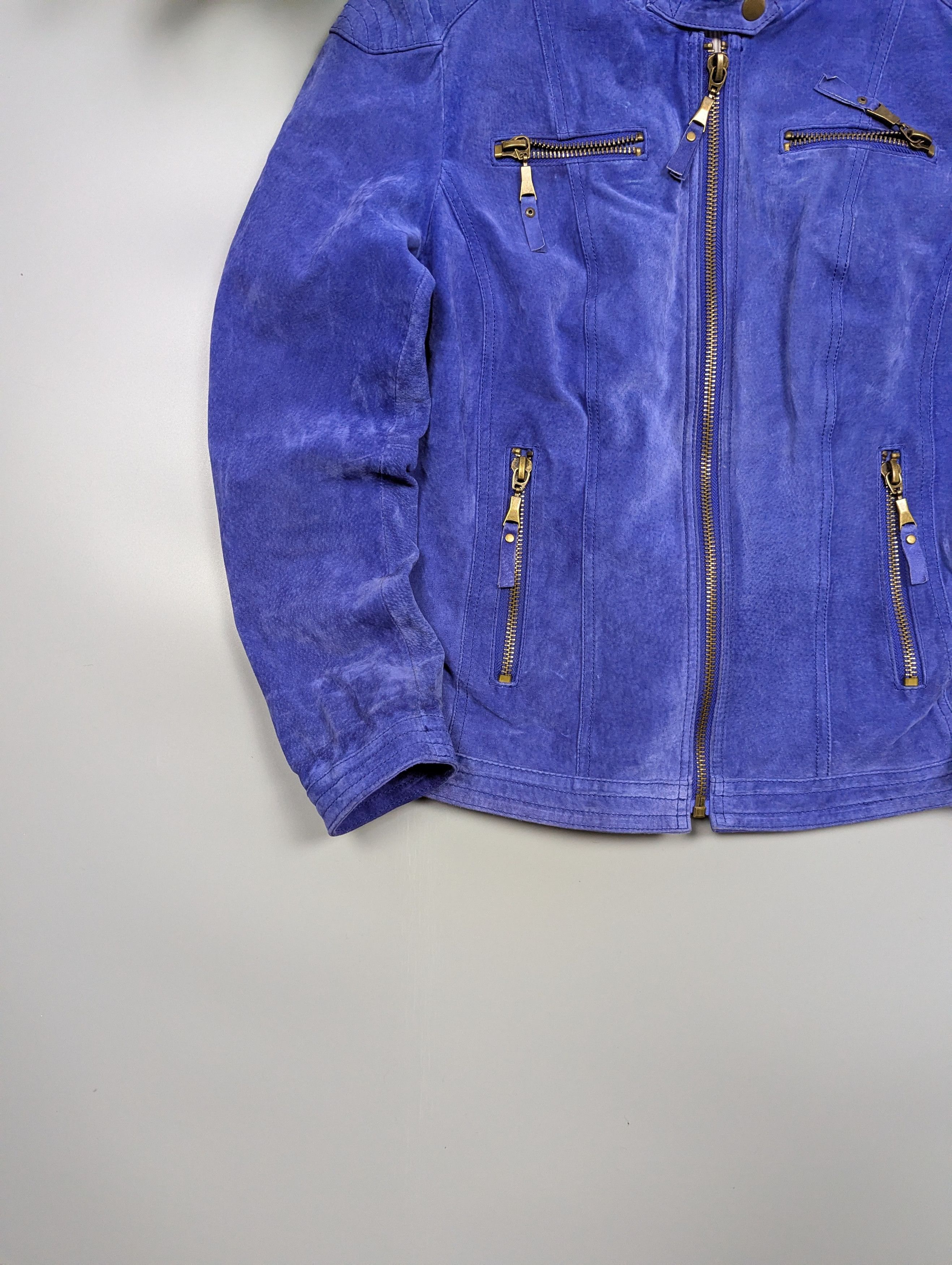 Vintage Vintage Women’s Purple Real Leather Biker Jacket Size M / US 6-8 / IT 42-44 - 2 Thumbnail