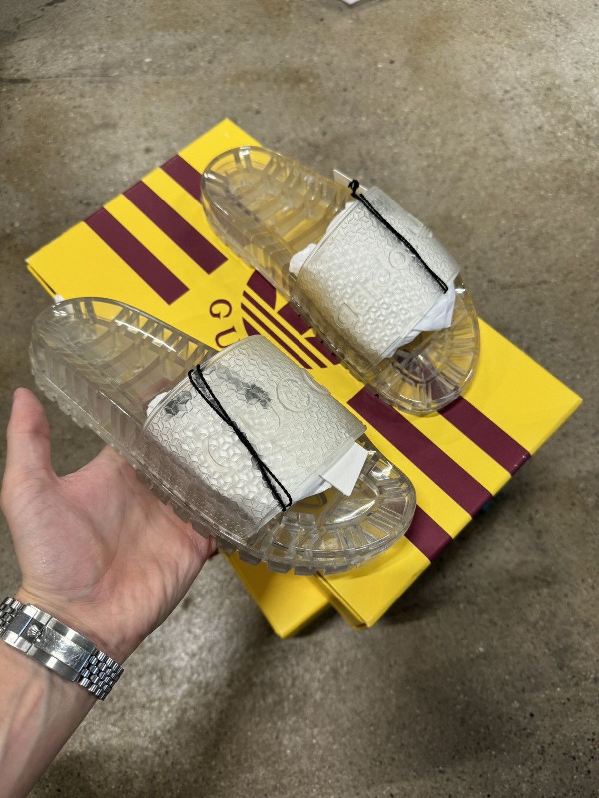 Adidas × Gucci Gucci X Adidas Clear Rubber Slide Sandals NEW 550