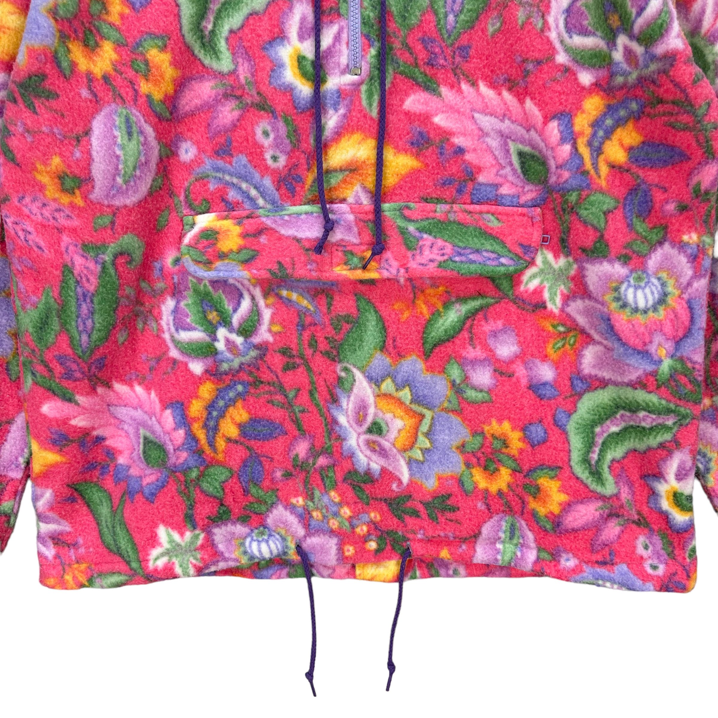 Vintage FLORAL GRAPHIC PULLOVER FLEECE HOODIE #7565-153 Size US M / EU 48-50 / 2 - 3 Thumbnail