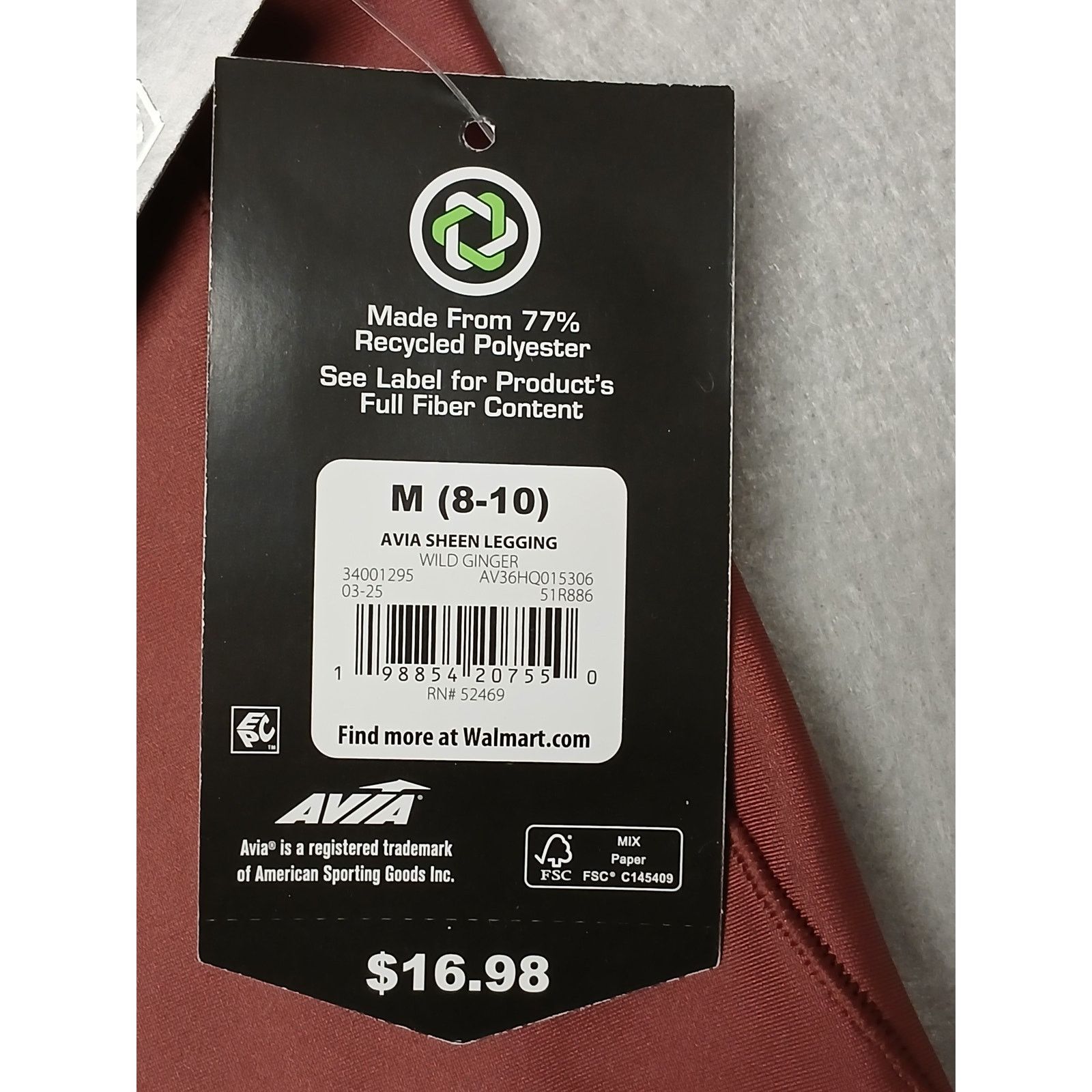 Avia Avia (M 8-10) Maroon Women's Stretch Workout Leggings Size 24" / US 00 / IT 34 - 7 Thumbnail