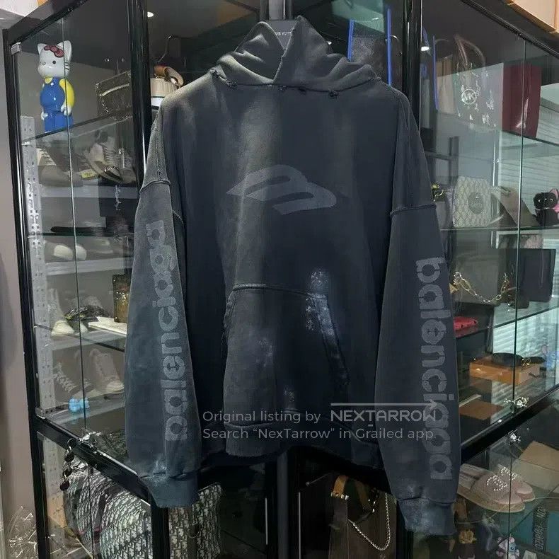 Balenciaga Balenciaga 3B Splashed Aged Hooded Sweatshirt Size US M / EU 48-50 / 2 - 1 Thumbnail