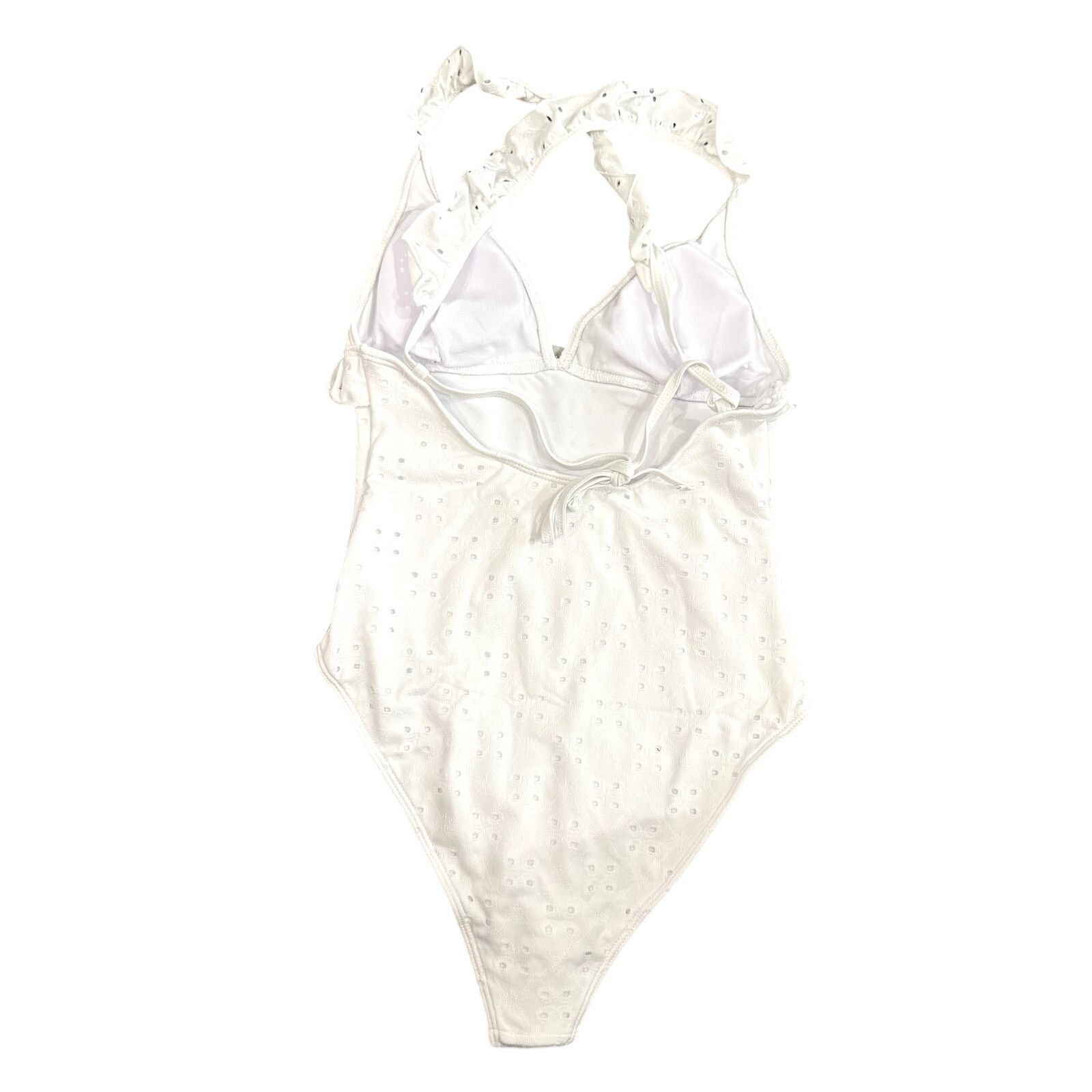 Shein One Piece Eyelet Cutout Back Swimsuit in White, Size S Size ONE SIZE - 2 Thumbnail