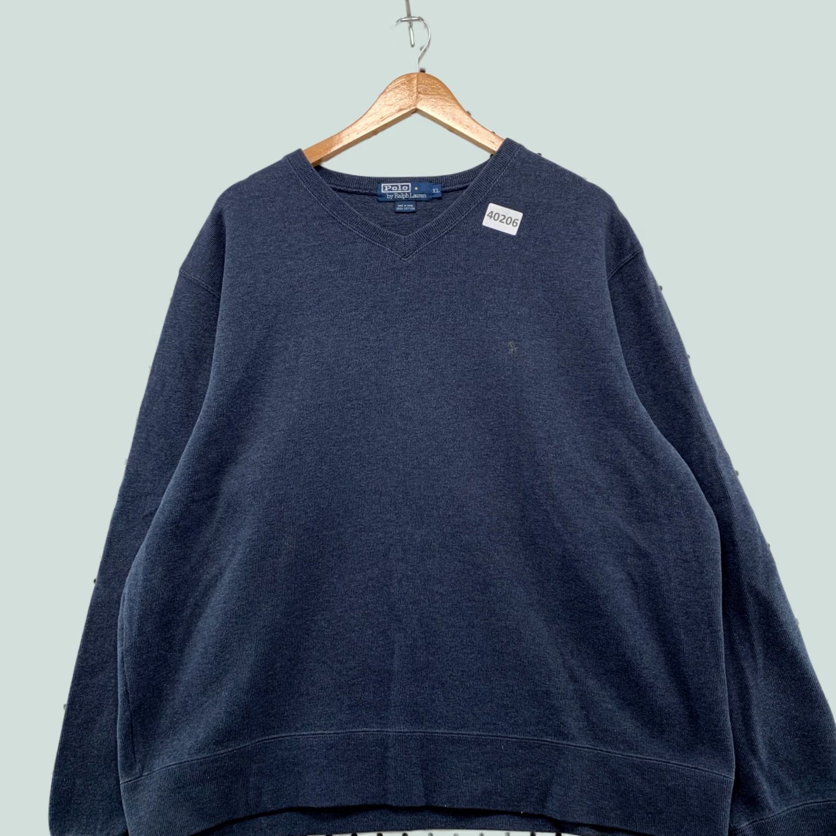 Polo Ralph Lauren VINTAGE Polo Ralph Lauren Sweater Mens XL Blue V-Neck Casual Preppy Size US XL / EU 56 / 4 - 1 Thumbnail
