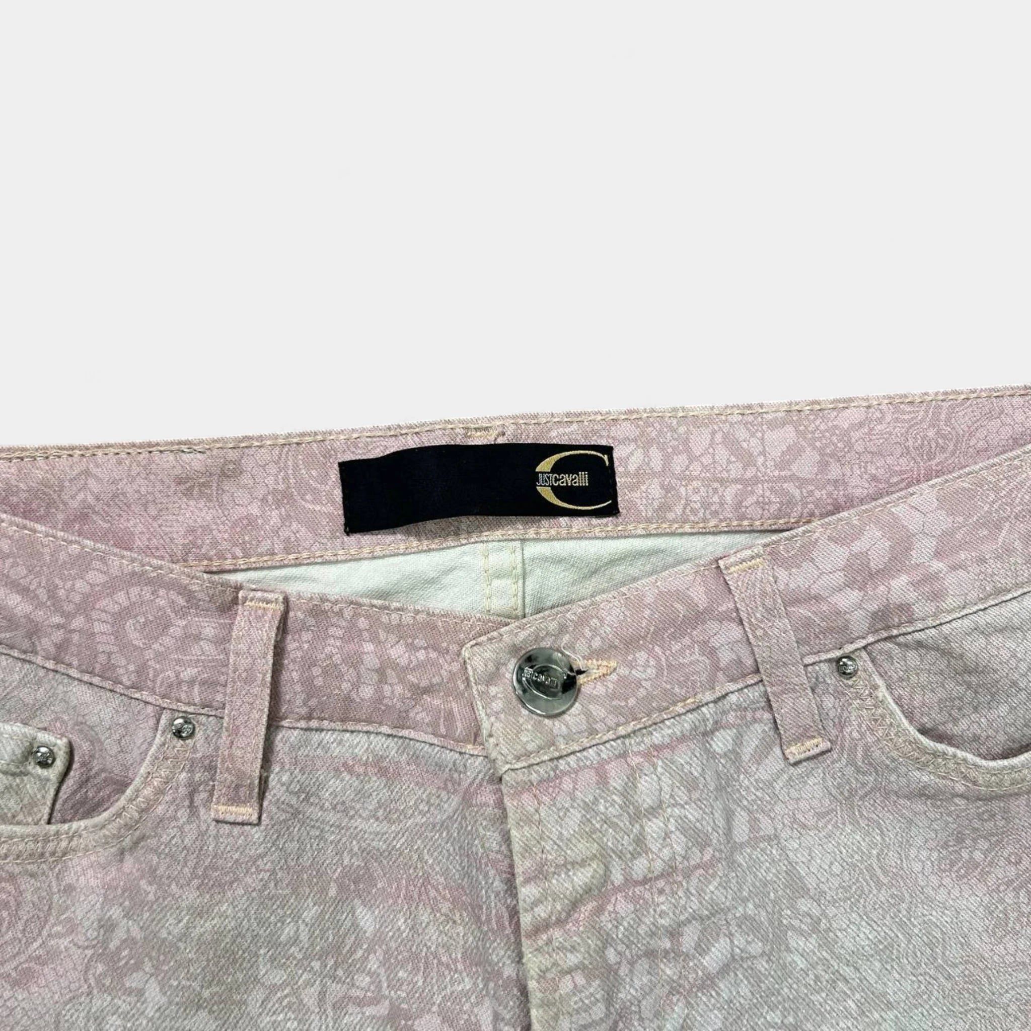 Just Cavalli Just Cavalli 2000s Relief Floral Pink Pants Size 26" / US 2 / IT 38 - 4 Thumbnail