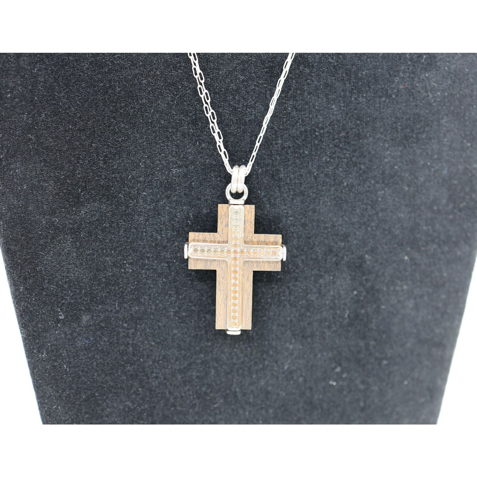Brighton BRIGHTON Agape Wood & Silvertone Crystal Cross Necklace Size ONE SIZE - 3 Thumbnail