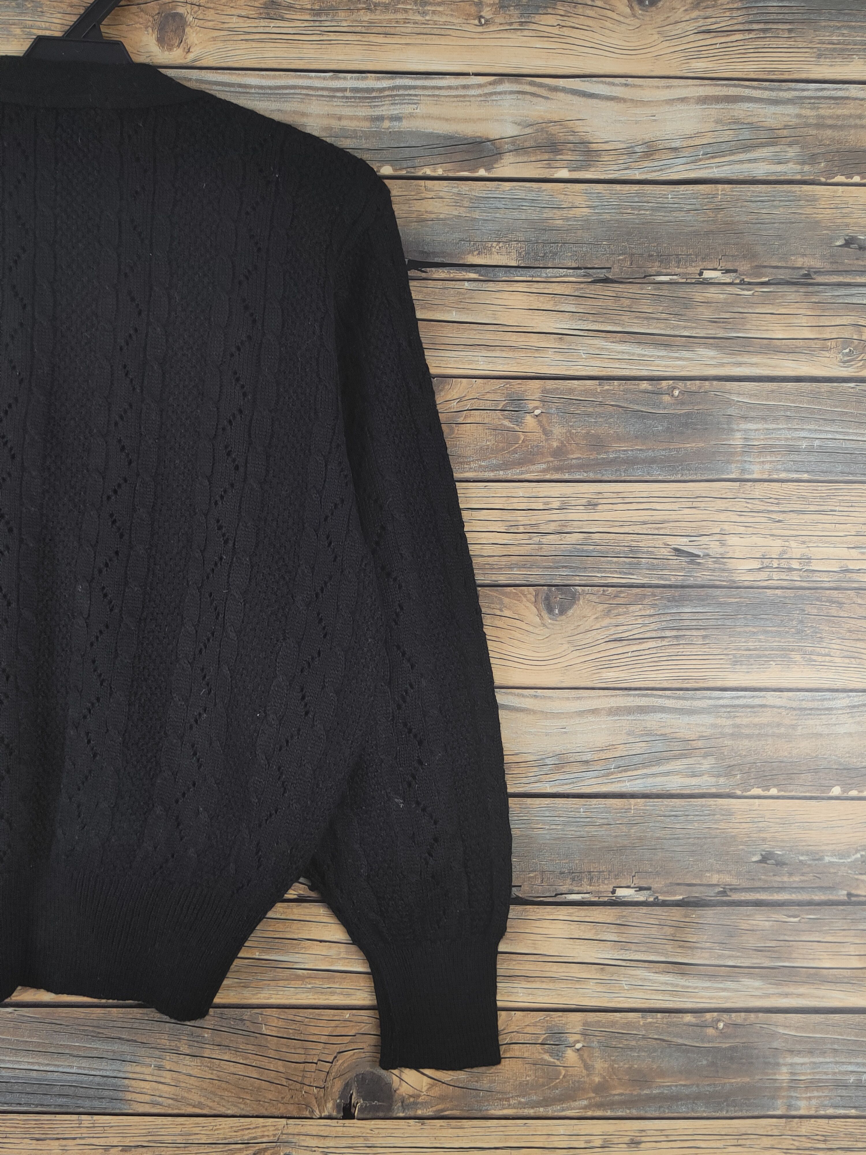 Aran Isles Knitwear × Japanese Brand More Criss Black Knitwear Cardigan #W1216 Size M / US 6-8 / IT 42-44 - 9 Thumbnail