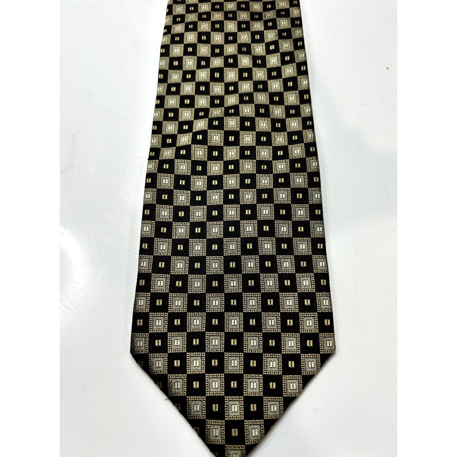 Other FOGGIA 100% Silk Hand-Made Black. & Tan Pattern Neck Tie Size ONE SIZE - 2 Thumbnail