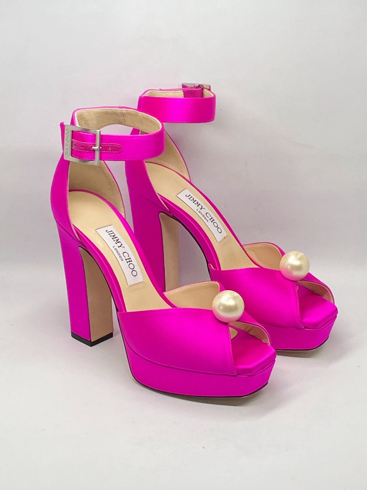 Jimmy Choo Jimmy Choo Socorie 120 Satin Platform Sandals size 37.5 Size US 7.5 / IT 37.5 - 3 Thumbnail
