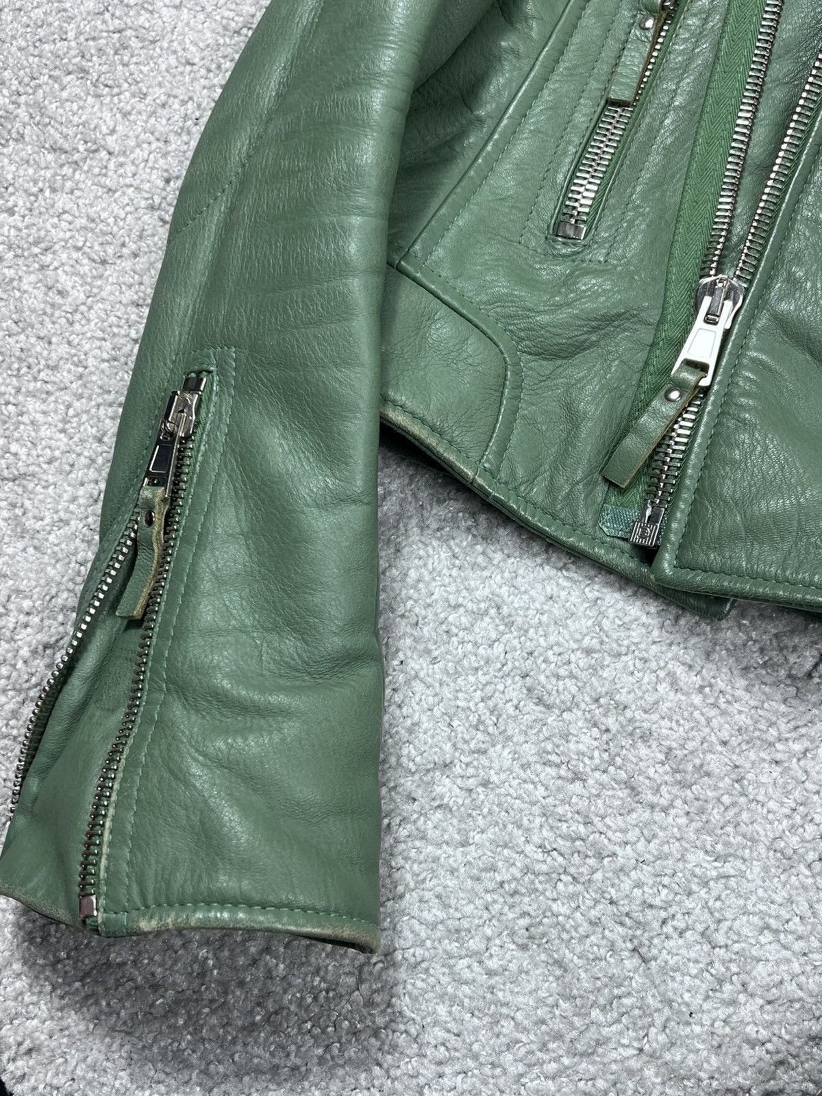 Balenciaga Balenciaga Green Leather Biker Jacket Size XS / US 0-2 / IT 36-38 - 7 Thumbnail