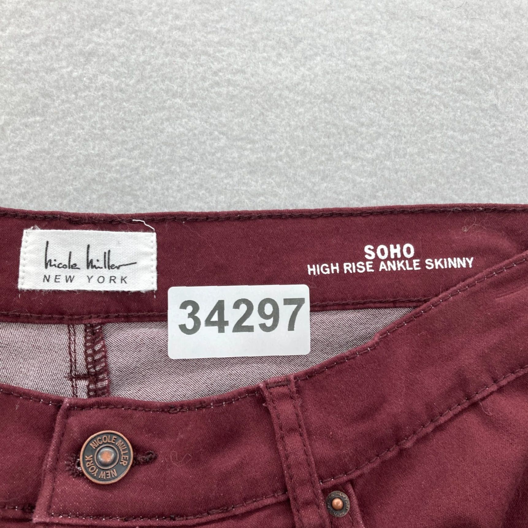 Nicole Miller Nicole Miller Soho Skinny Ankle Jeans Women's 14 Red Stretch Denim Cargo Pockets Jeans Size 24" / US 00 / IT 34 - 5 Thumbnail