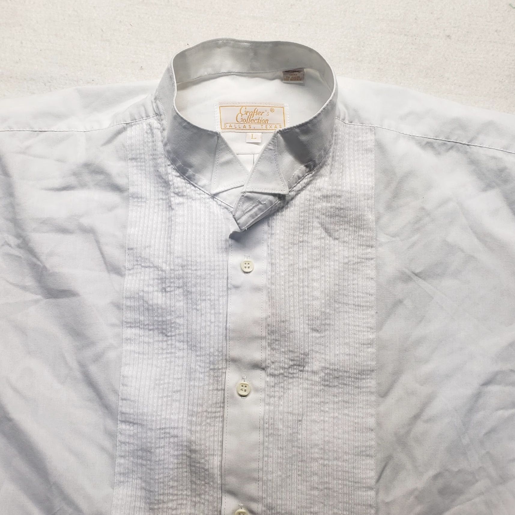 Vintage Crafter's Collection White Tuxedo Shirt Dress Shirt Men L Large Adult Texas Theme Glitter Tree Print Southwest Design Casual Party/Cocktail Size US L / EU 52-54 / 3 - 2 Thumbnail