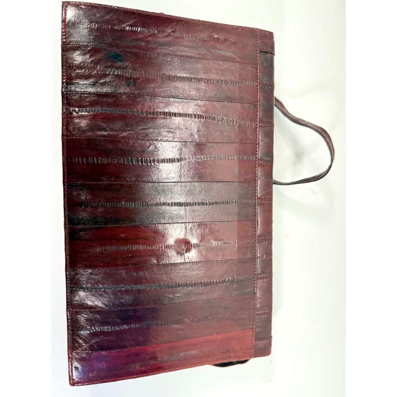 Skin VINTAGE Envelope Clutch Purse Handbag Womens Burgundy Red Eel Skin Leather Size ONE SIZE - 7 Thumbnail