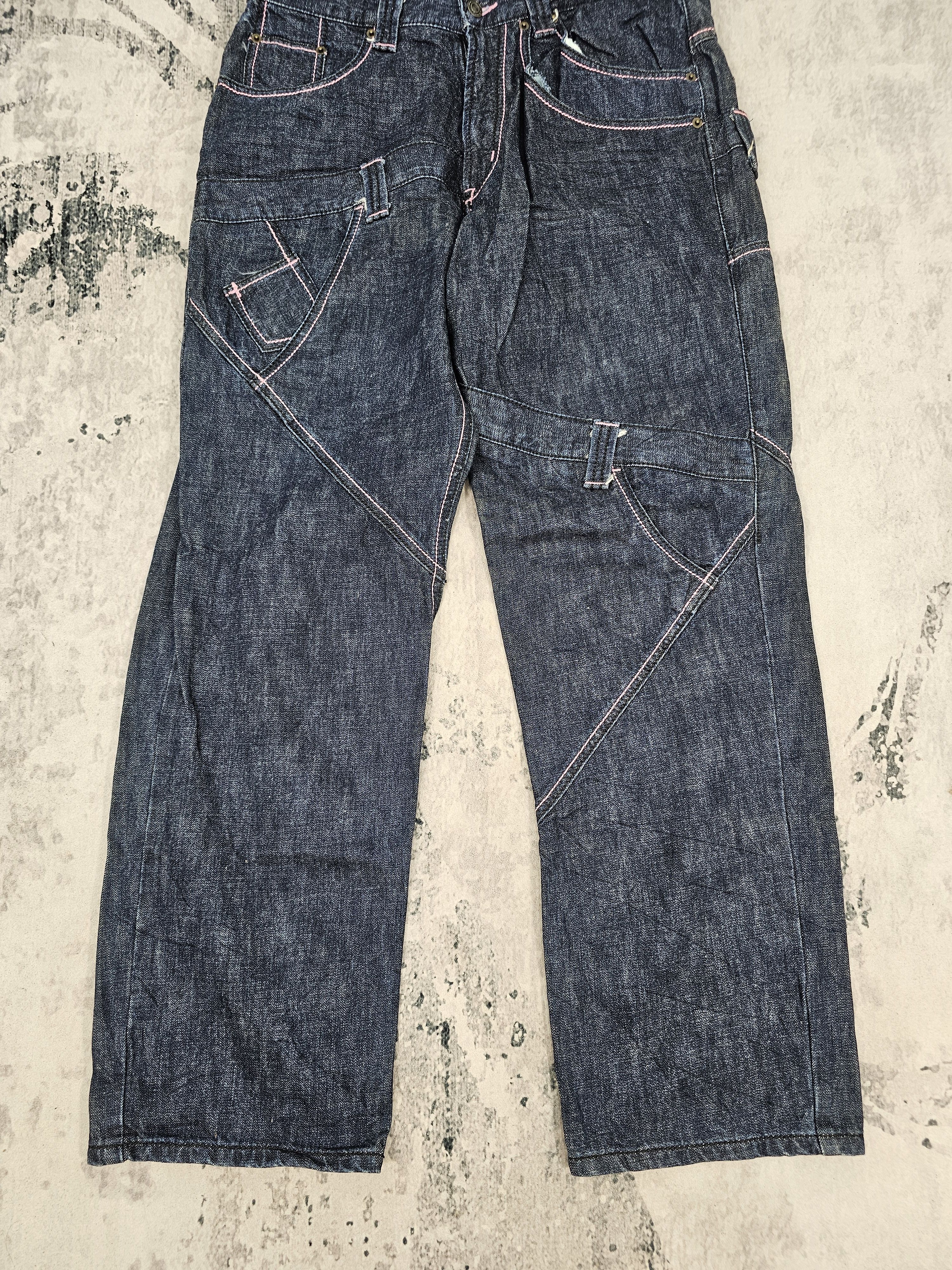 Japanese Brand BRUCE-PEE Crazy Multi Pockets Punk Design Jeans JB0282 Size US 33 - 2 Thumbnail