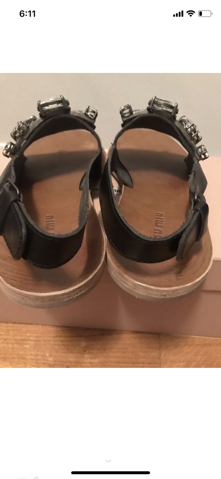 Miu Miu Miu Miu Vacchetta Crystal Embellished Slingback Sandals 37 Size US 7 / IT 37 - 2 Thumbnail