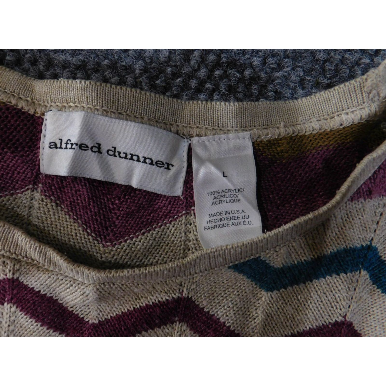 Vintage VINTAGE Alfred Dunner Sweater Womens Large Chevron Stripe Pullover Knit USA 90s Size L / US 10 / IT 46 - 4 Thumbnail