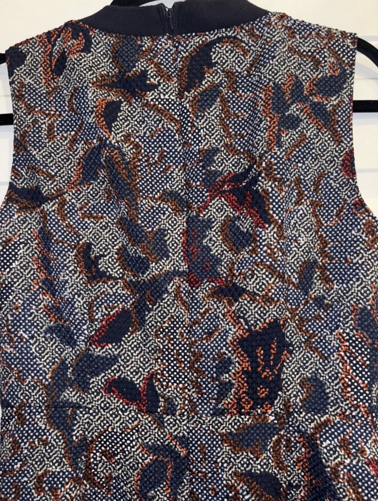 Tory Burch Tory Burch Dahlia Navy Pixelated Brocade Print Mini Dress Size XS / US 0-2 / IT 36-38 - 8 Thumbnail