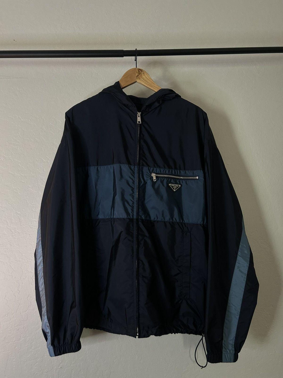 ジャケット・アウター 1998aw prada wool half zip jacket M Prada Asymmetric Navy Half Zip Wool Jacket FW 1998 - S/M