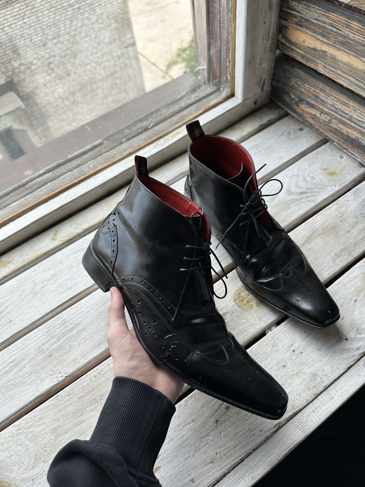 Opium Jeffery West Black Leather Avant Garde Shoes Gothic, Men's (Size 9)