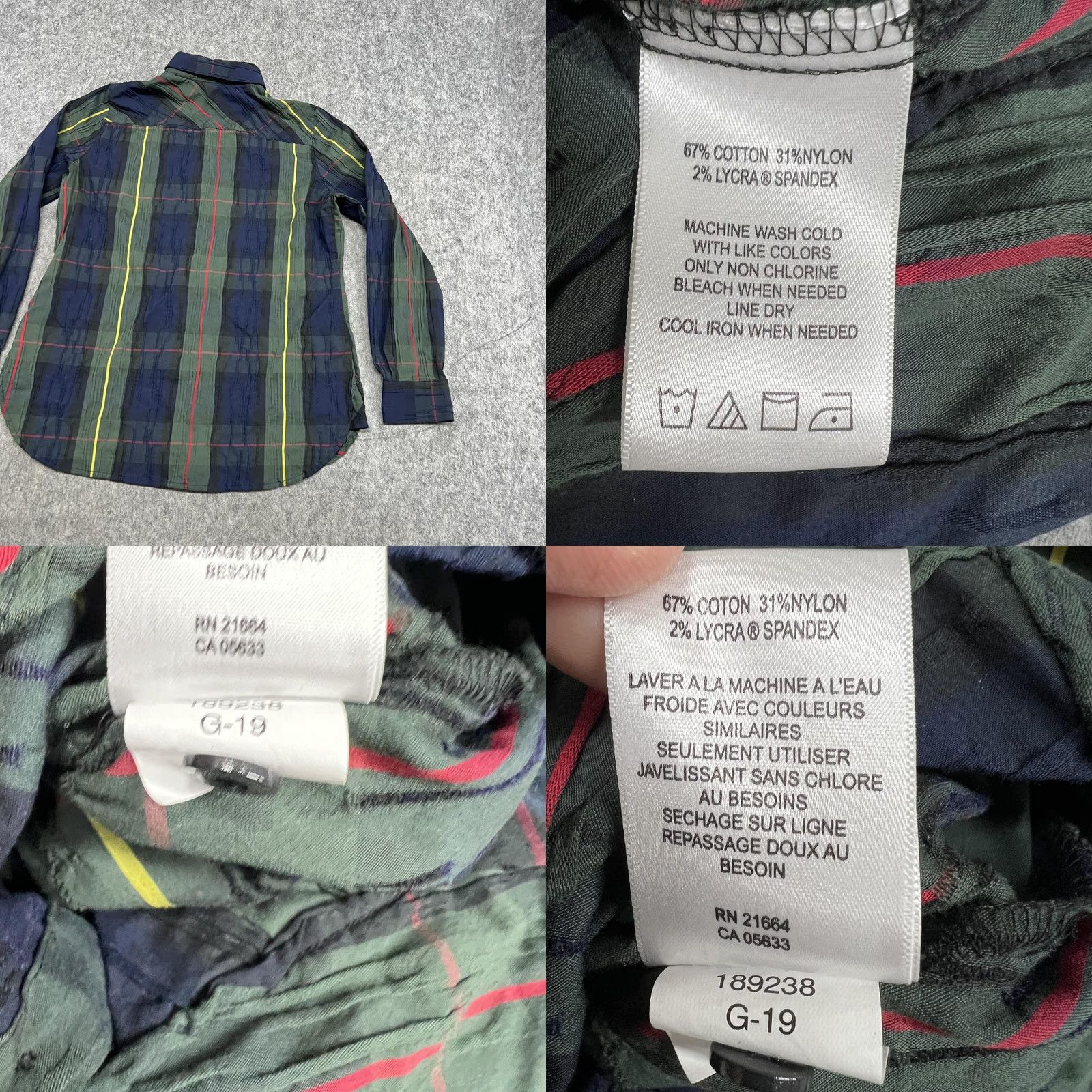 Vintage Foxcroft Shirt Womens 8P Blue Plaid Long Sleeve Button Front Stretch Petite Size M / US 6-8 / IT 42-44 - 9 Thumbnail