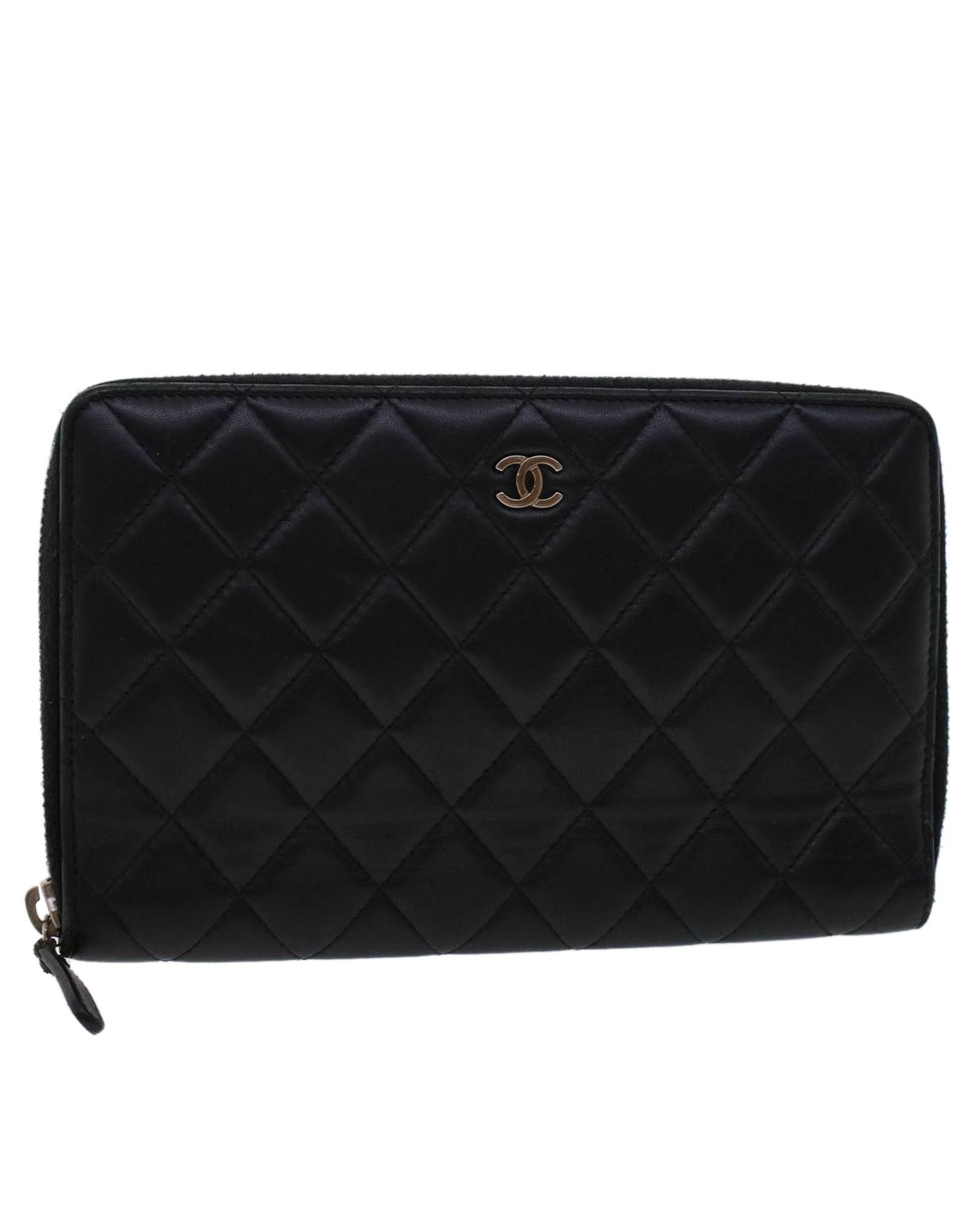 image of Luxurious Chanel Timeless Long Wallet In Black Lambskin, Women's