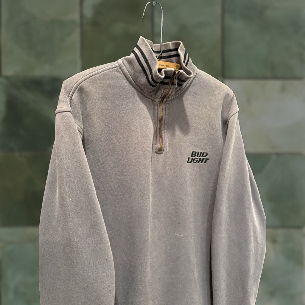 Vintage VINTAGE Bud Light Sweatshirt Gray Zip Quarter Large Mens L US Snowboard Team Y2K Size US L / EU 52-54 / 3 - 1 Thumbnail