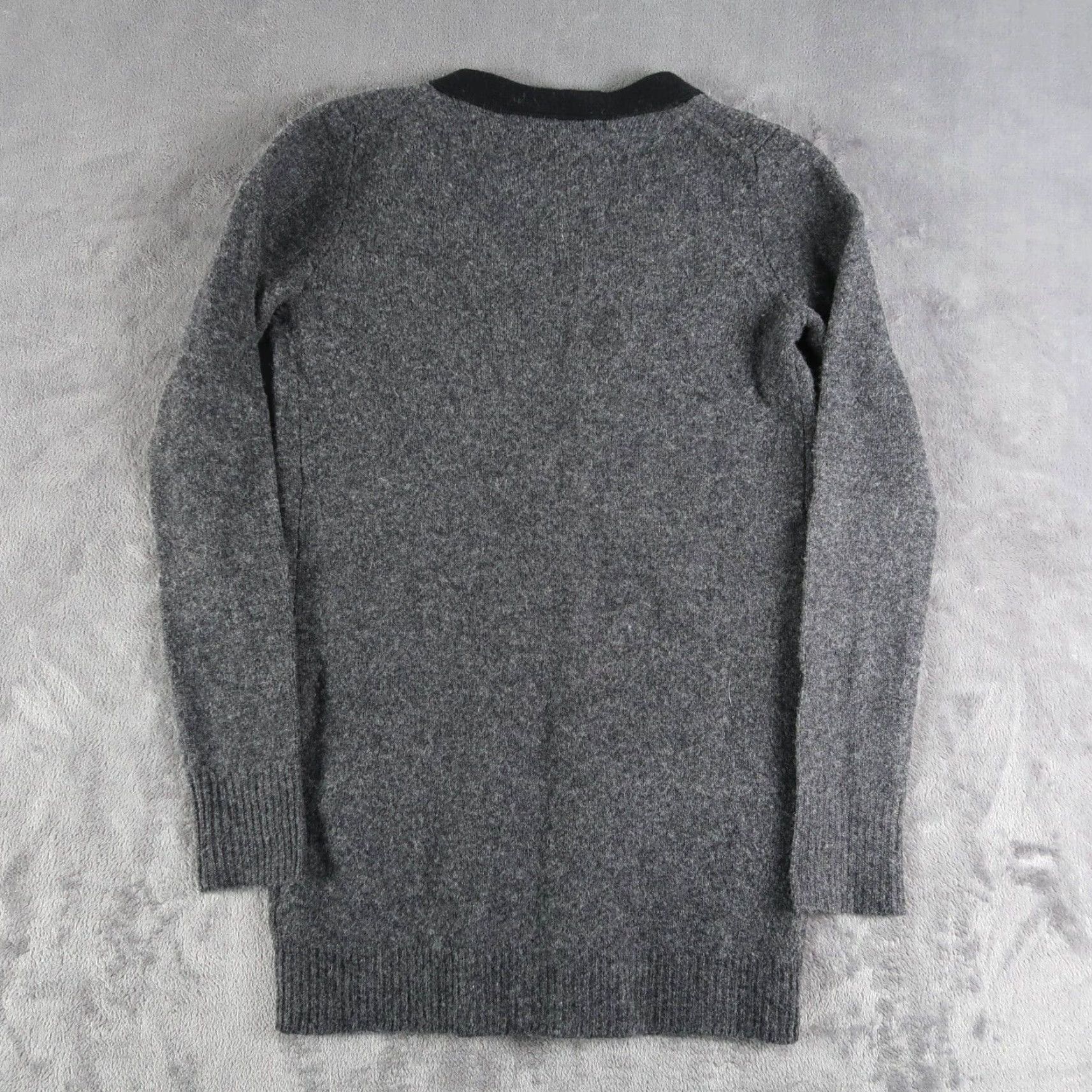J.Crew J.Crew Sweater Cardigan Women XS XSmall Open Front Long Line Knit Wool Black Gray Size XS / US 0-2 / IT 36-38 - 2 Thumbnail