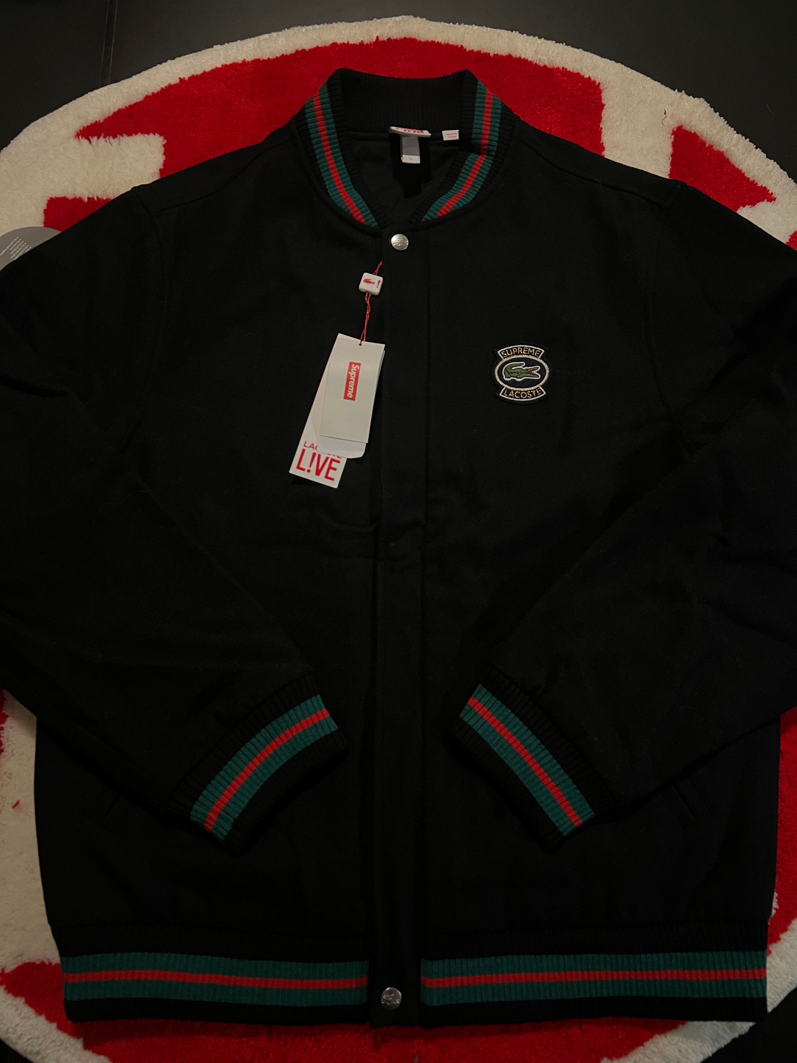 Lacoste × Supreme Supreme LACOSTE Wool Varsity Jacket Large Black Size US L / EU 52-54 / 3 - 2 Thumbnail