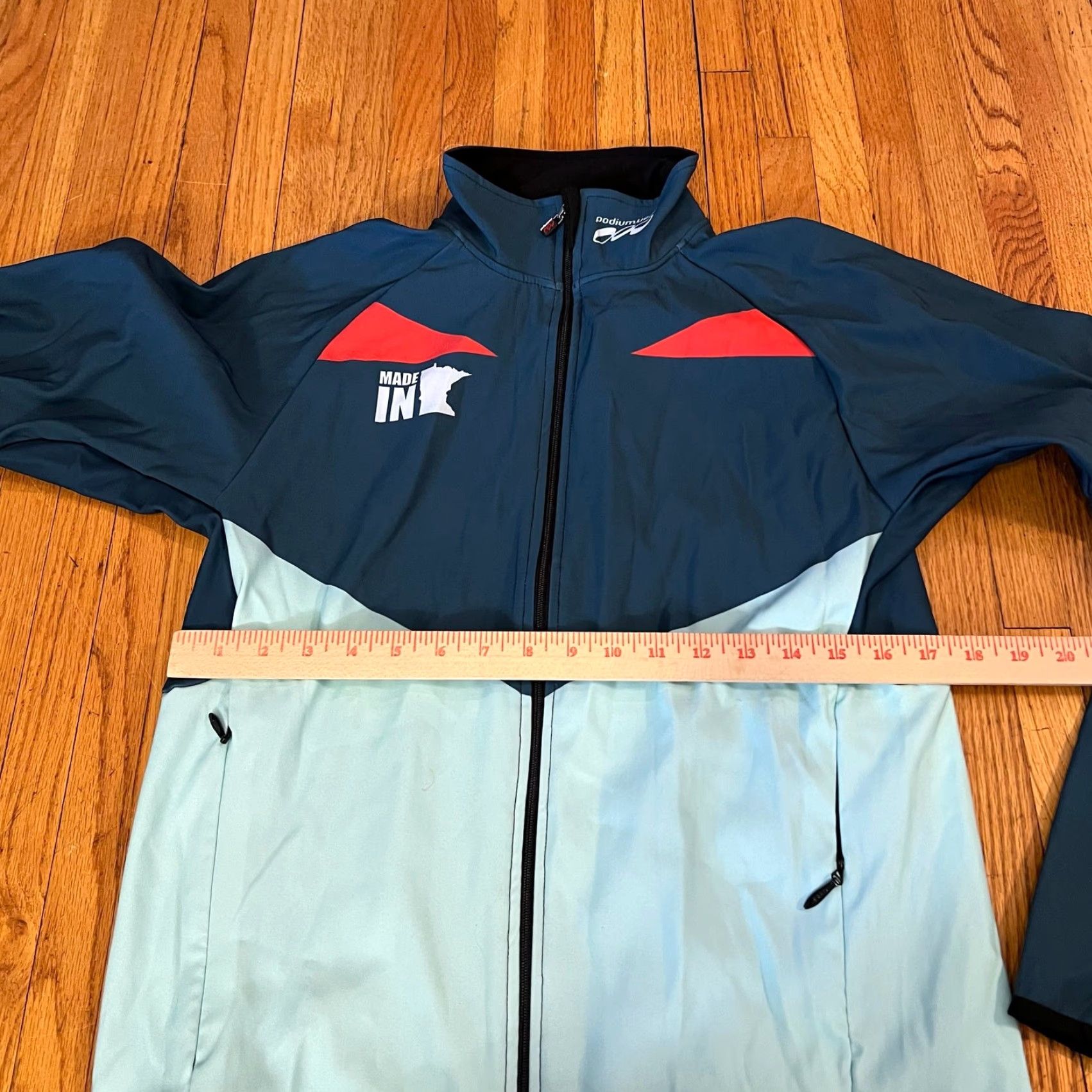 Vintage Podium Wear Jacket Adult Small Zip Performance Green Gray Running Coat Unisex Adults Track Jacket S Green Size S / US 4 / IT 40 - 4 Thumbnail