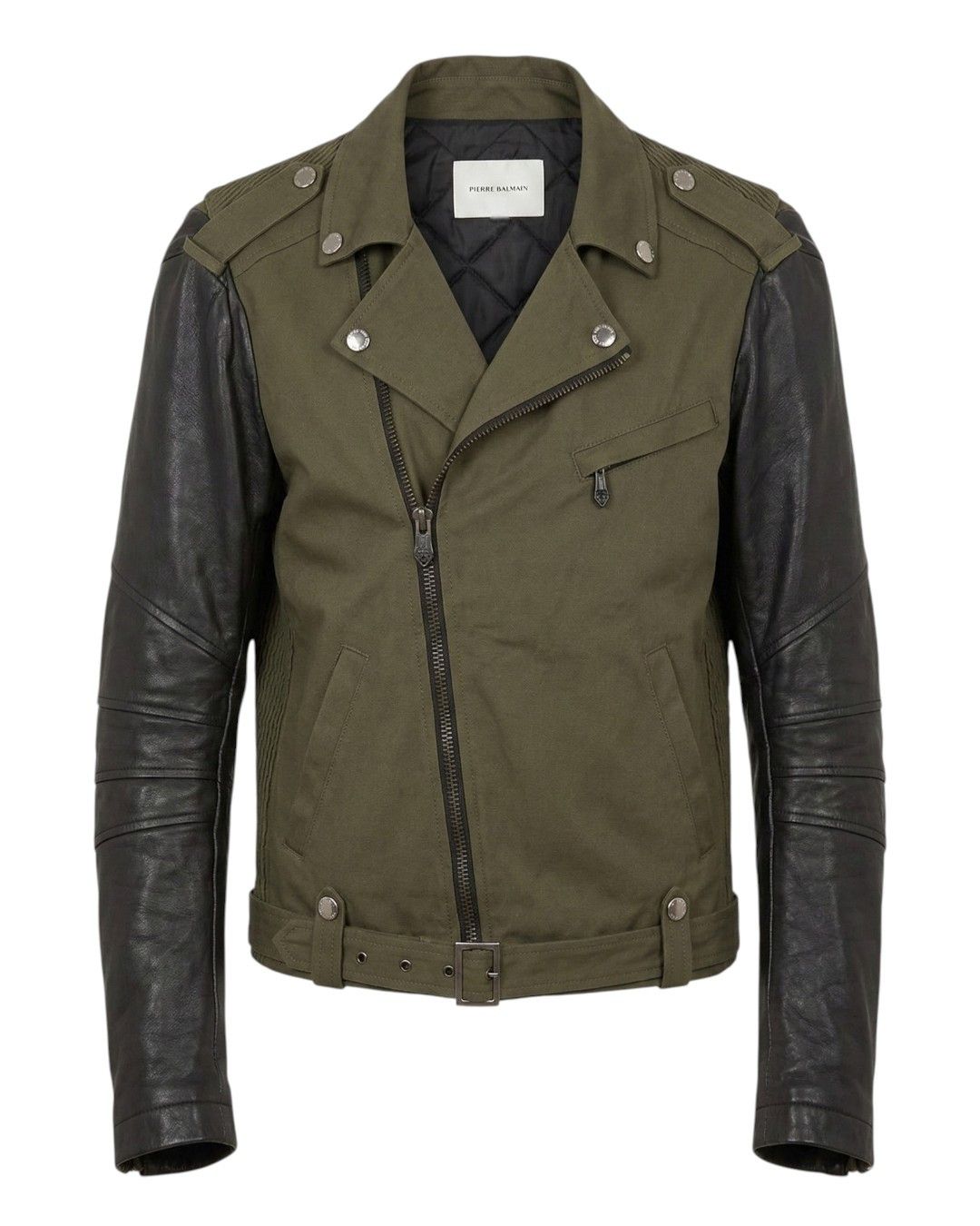 Pierre Balmain LEATHER SLEEVES BIKER JACKET Size US L / EU 52-54 / 3 - 1 Thumbnail