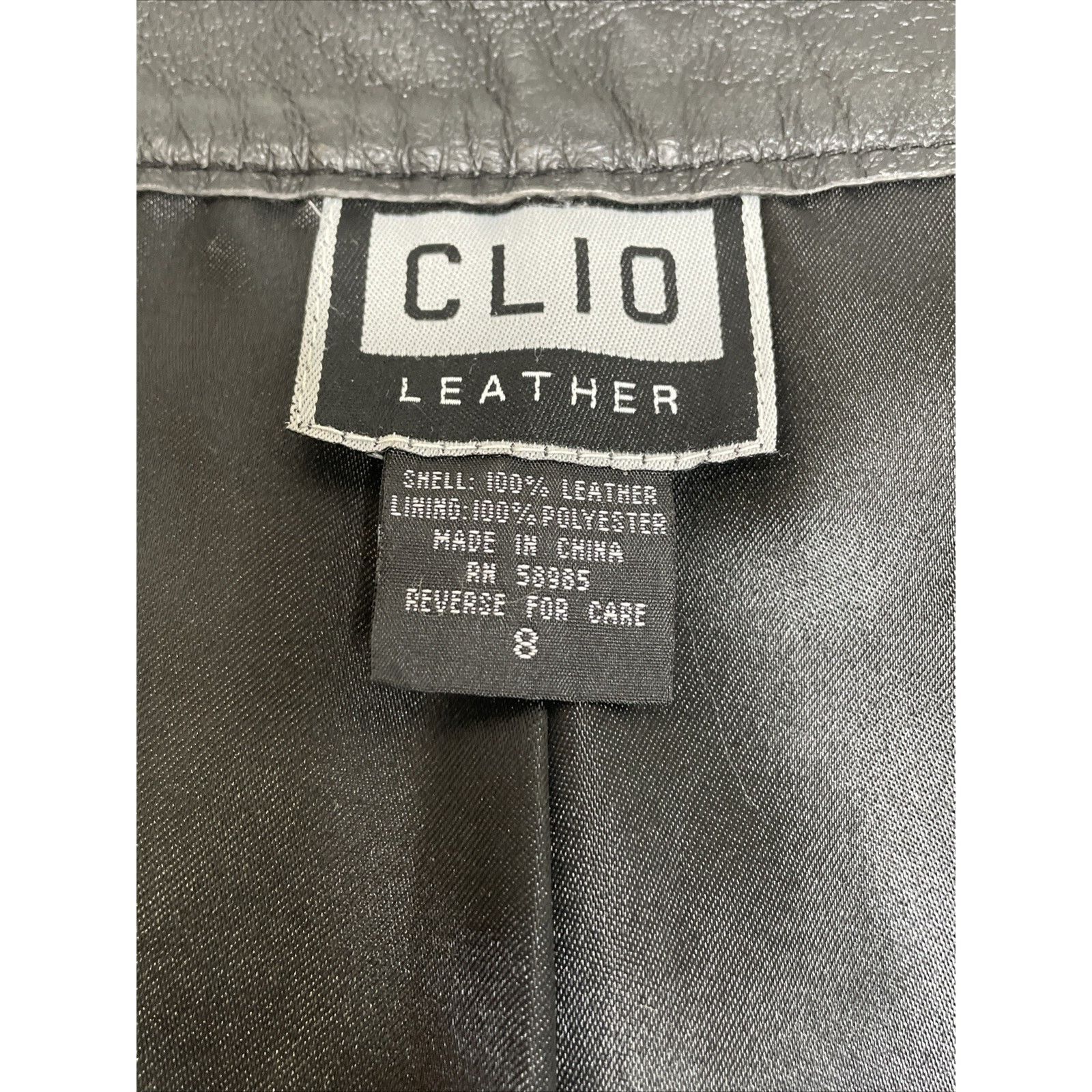 Other CLIO Leather Pants 8 Side Zip & Button Polyester Lined BLACK Size 30" / US 8 / IT 44 - 16 Thumbnail