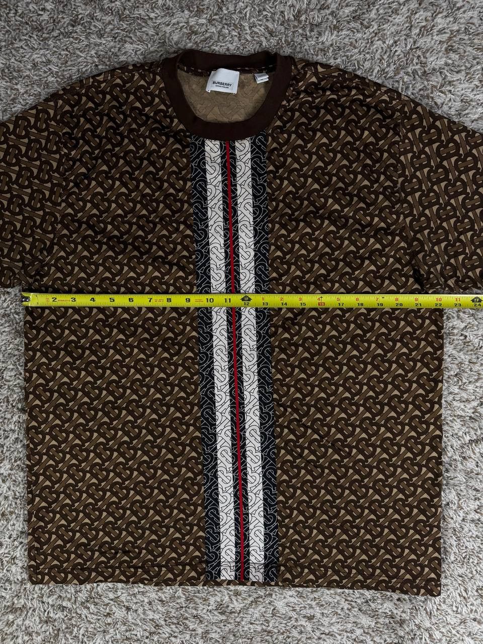 Burberry Burberry Stripe Monogram Short Sleeve Brown T-Shirt Size US M / EU 48-50 / 2 - 6 Thumbnail