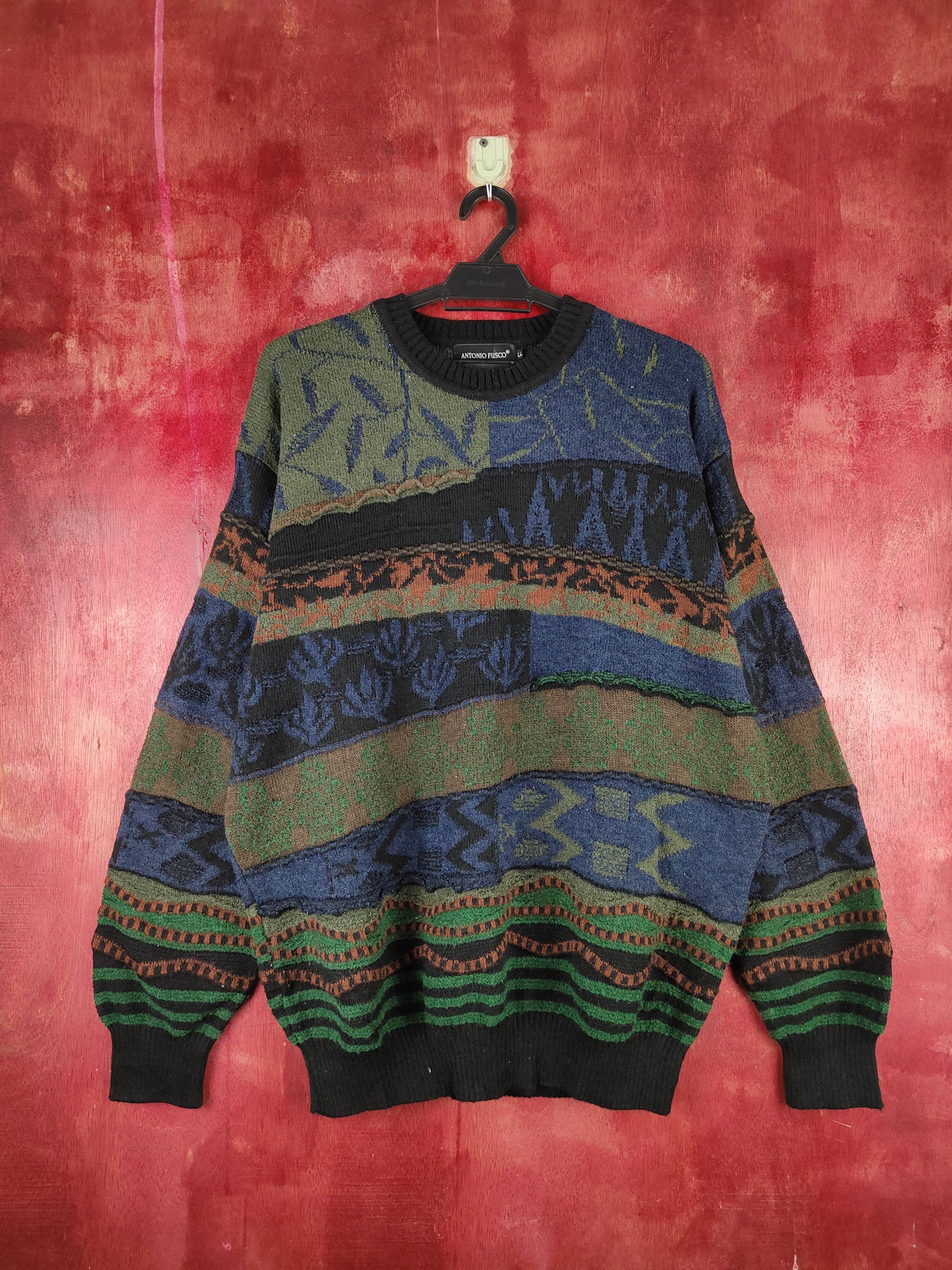 image of Homespun Knitwear x Vintage Dl Antonio Fusco Black Olive Knitwear Sweatshirt S1262 (Size Large)
