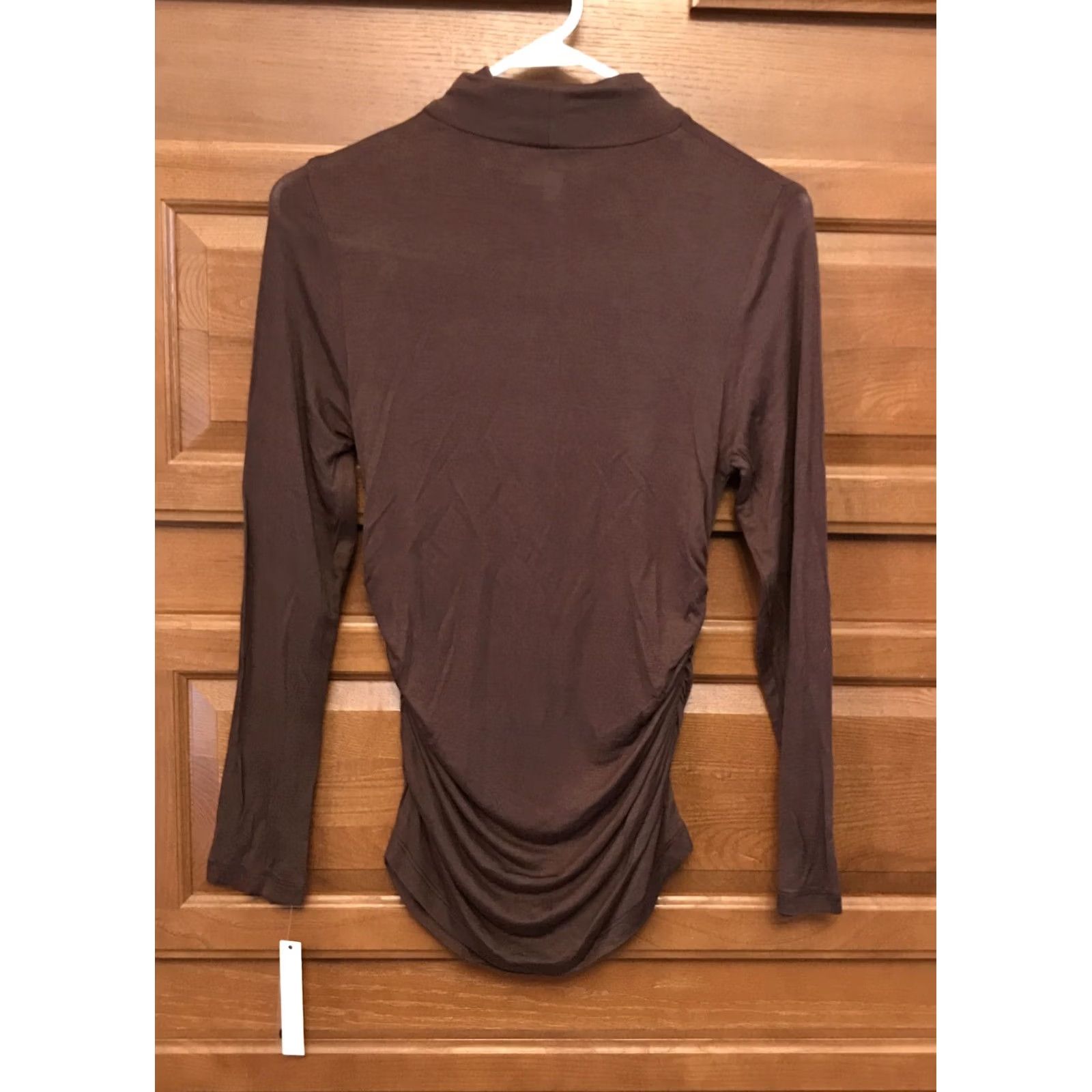 B Sides Luii Top Womens Brown NWT TWomen Med turtleneck rouched sides layer NEW Size M / US 6-8 / IT 42-44 - 2 Thumbnail