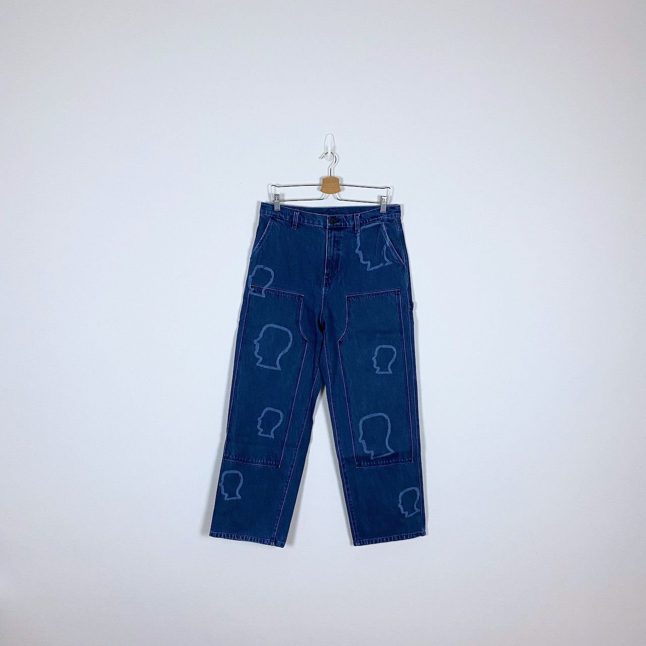 Brain Dead BRAIN DEAD LOGOHEAD DENIM DOUBLE KNEE UTILITY PANT INDIGO Size US 33 - 1 Thumbnail