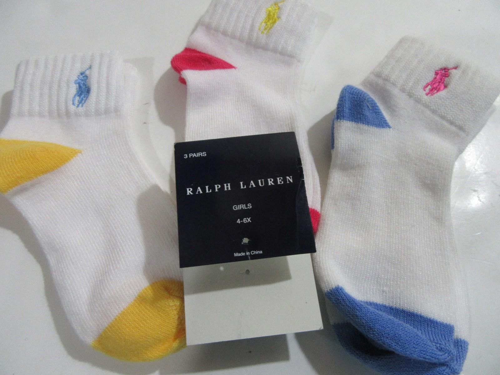 Polo Ralph Lauren Polo Ralph Lauren Girls Socks Sz 4-6X fits Multi 3 Pair NWOT Size ONE SIZE - 2 Thumbnail