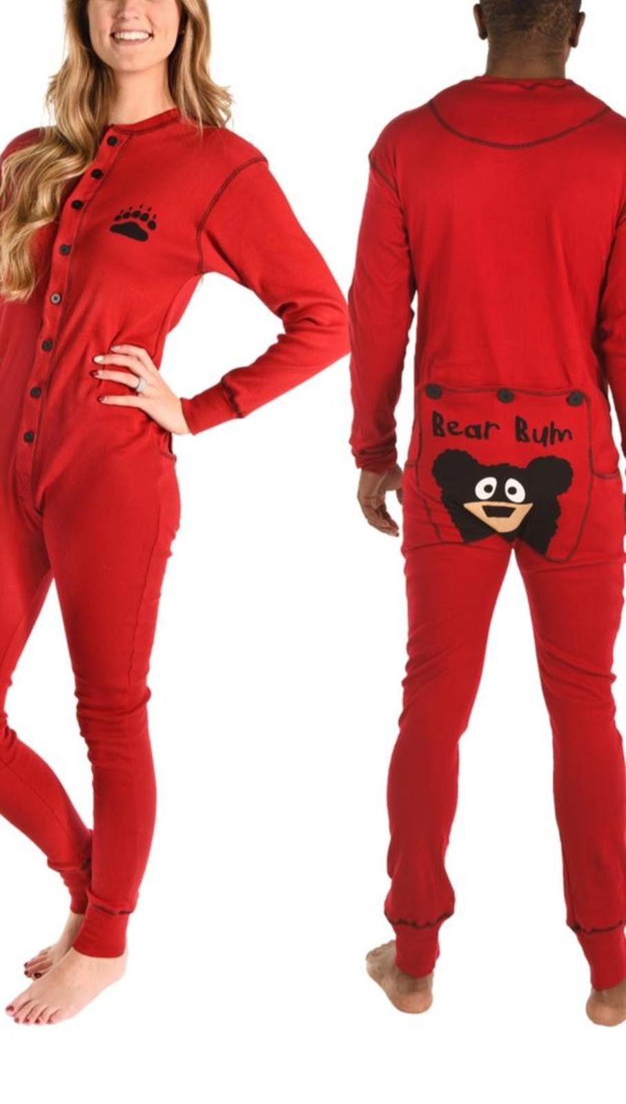 Designer Nwt FlapJacks Lazy One Unisex Red Bear Bum Pajamas Size ONE SIZE - 1 Thumbnail