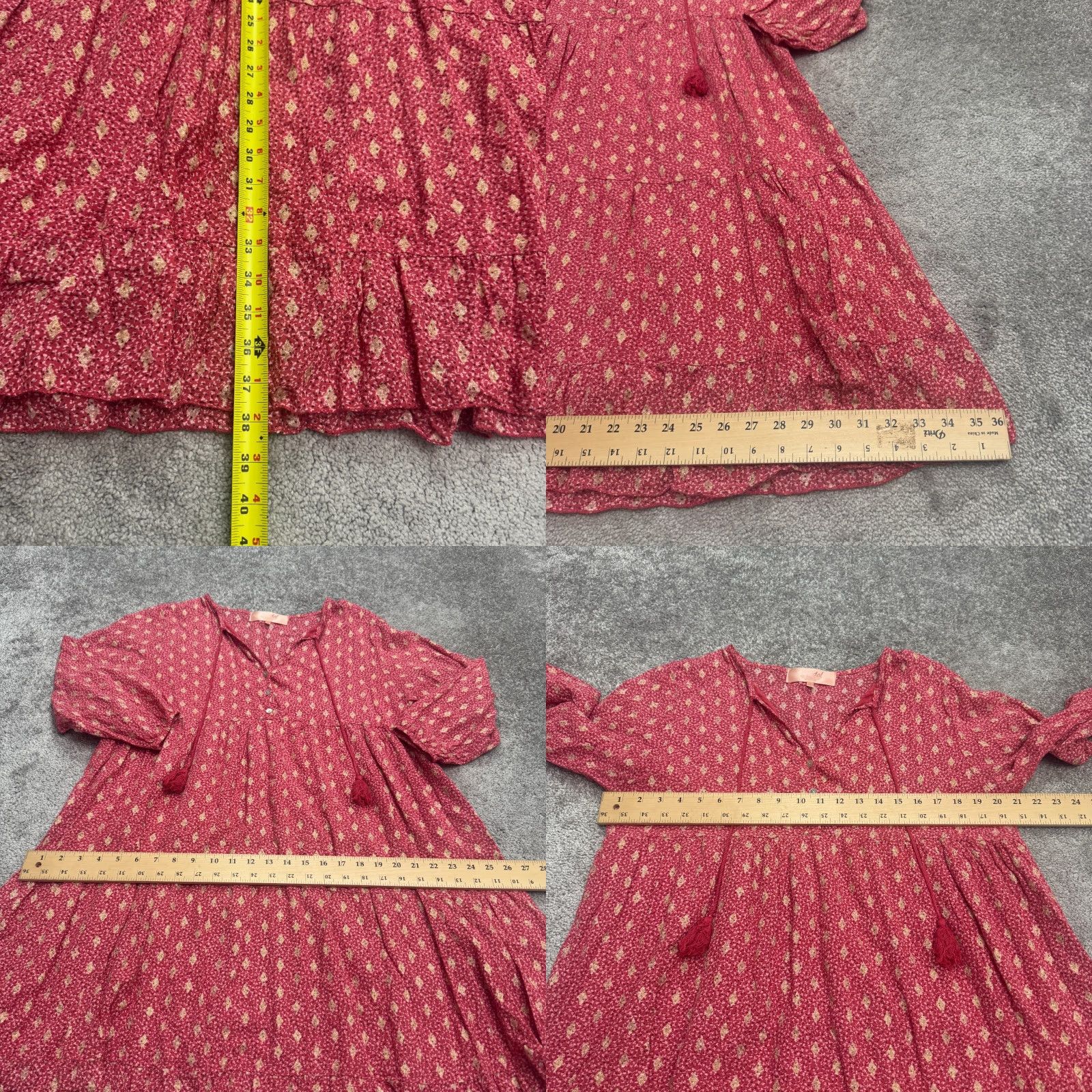 Vintage Scandal Pink Floral Mini Dress Women Large Boho Casual V-Neck Long Sleeve Size L / US 10 / IT 46 - 8 Thumbnail